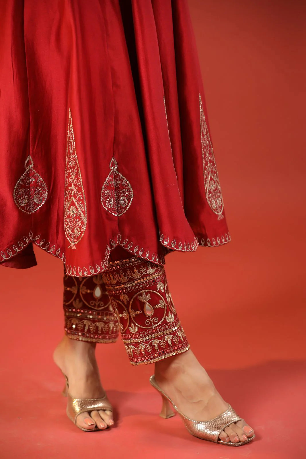 Rustic Red Anarkali Set