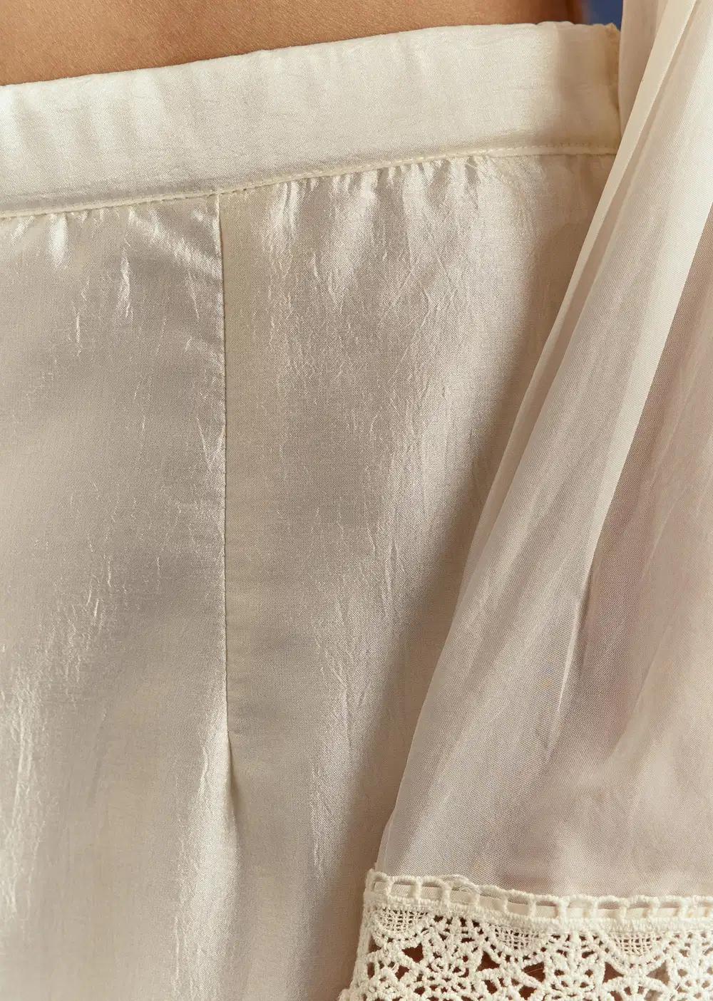 White High Low Kurta With Cut Dana Beads And Applique Work In Fuji Silk Outfit