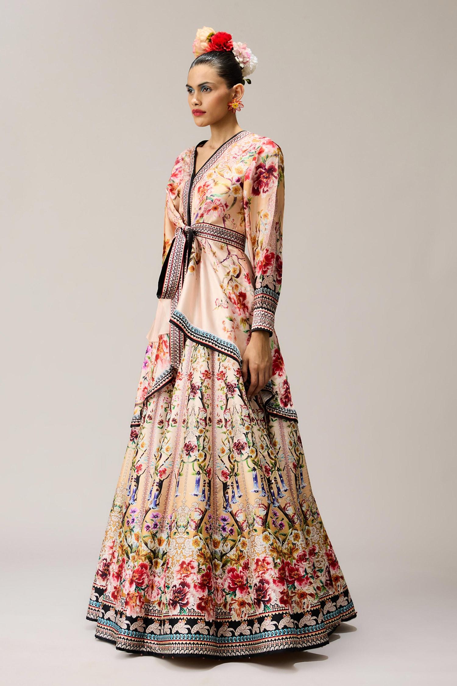 Beige Polyester, Gomti Leela Crystallised Printed - Designer Kurta Set