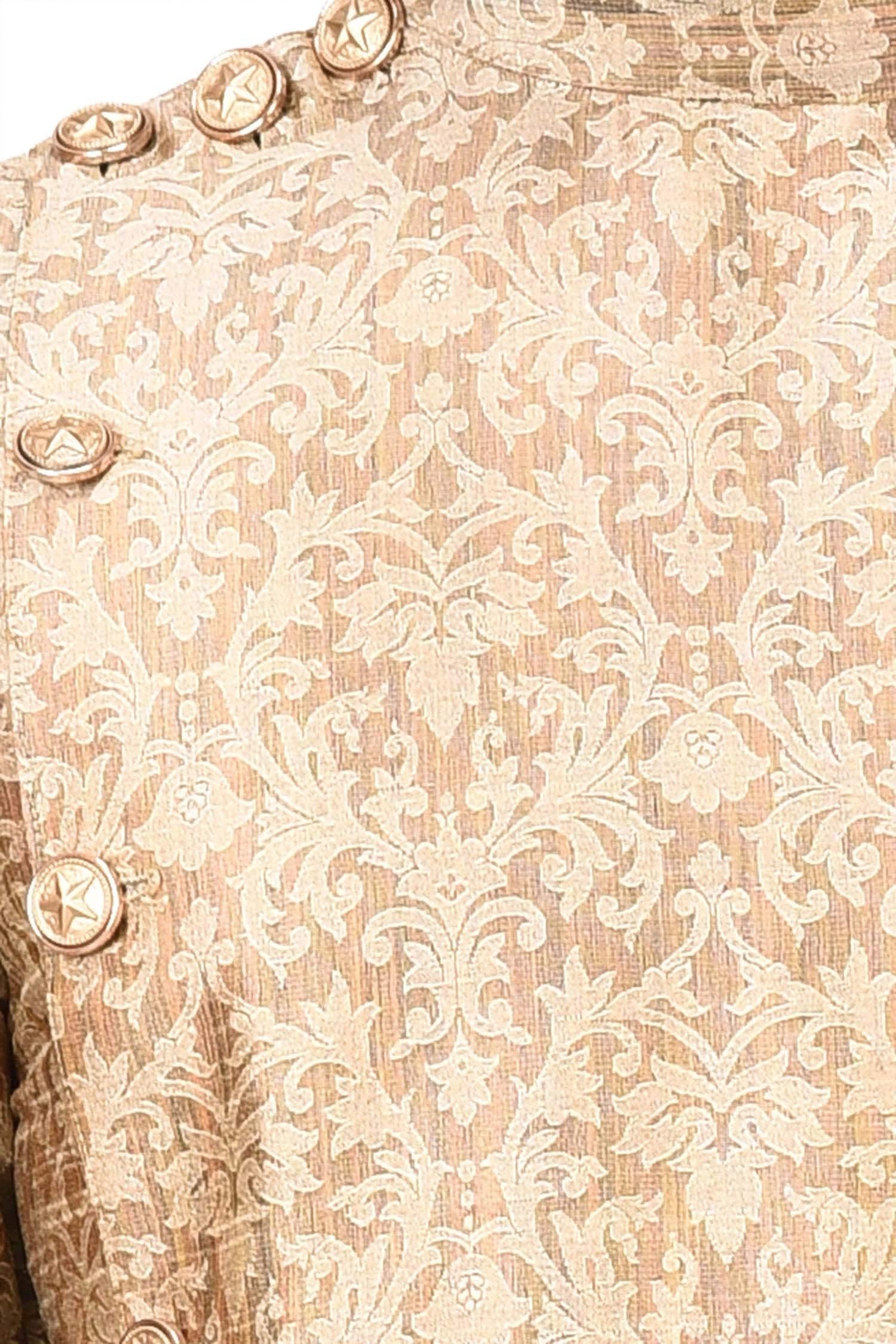 Kurta Set Beige Silk Cotton Embroidery Jacquard