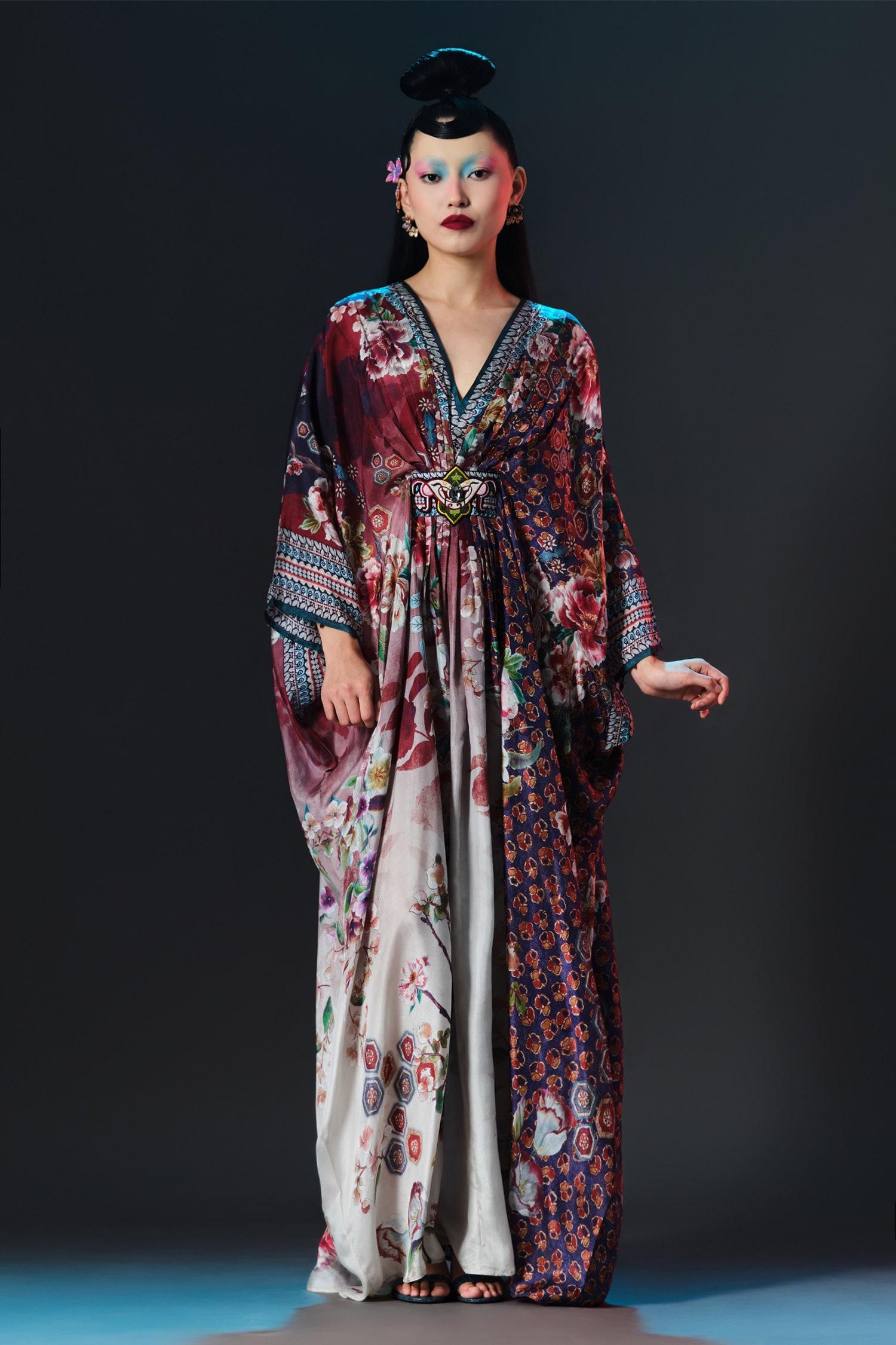 Beige Silk Embroidery V-neck Imama V Printed Designer - Designer Kurta Set