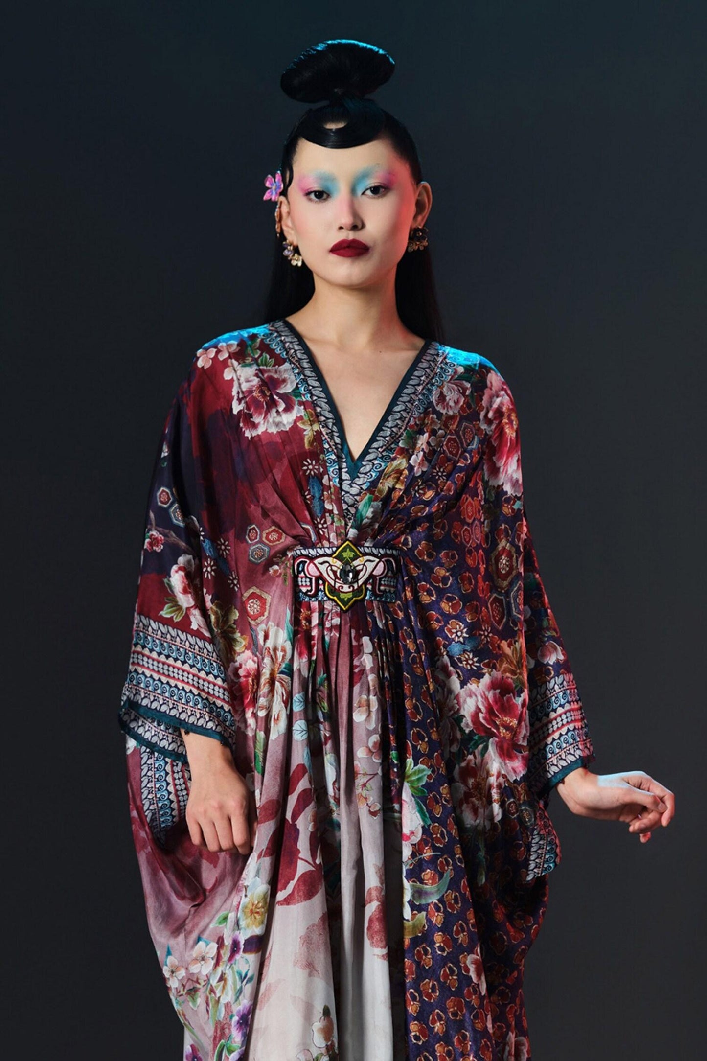 Beige Silk Embroidery V-neck Imama V Printed Designer - Designer Kurta Set