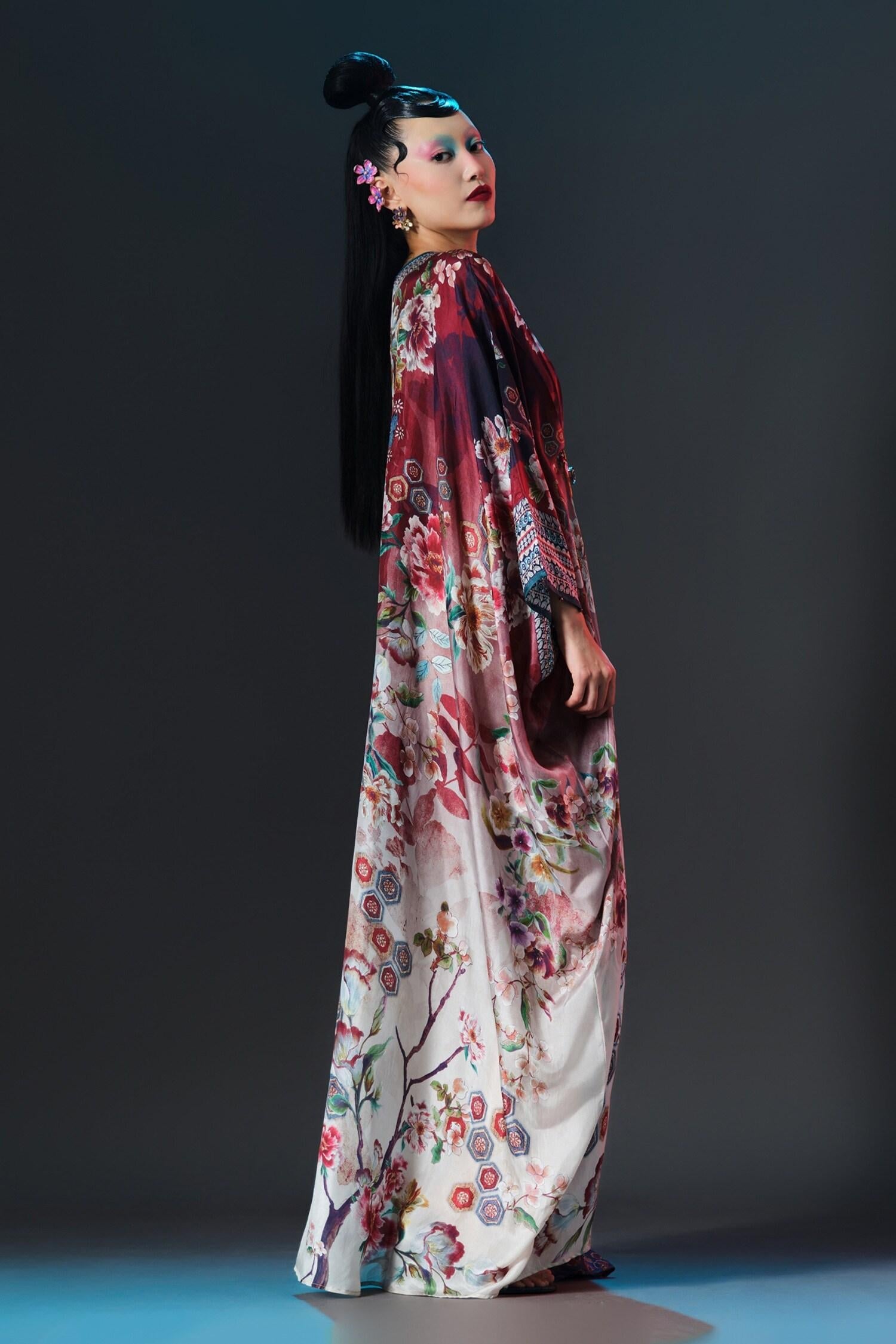 Beige Silk Embroidery V-neck Imama V Printed Designer - Designer Kurta Set