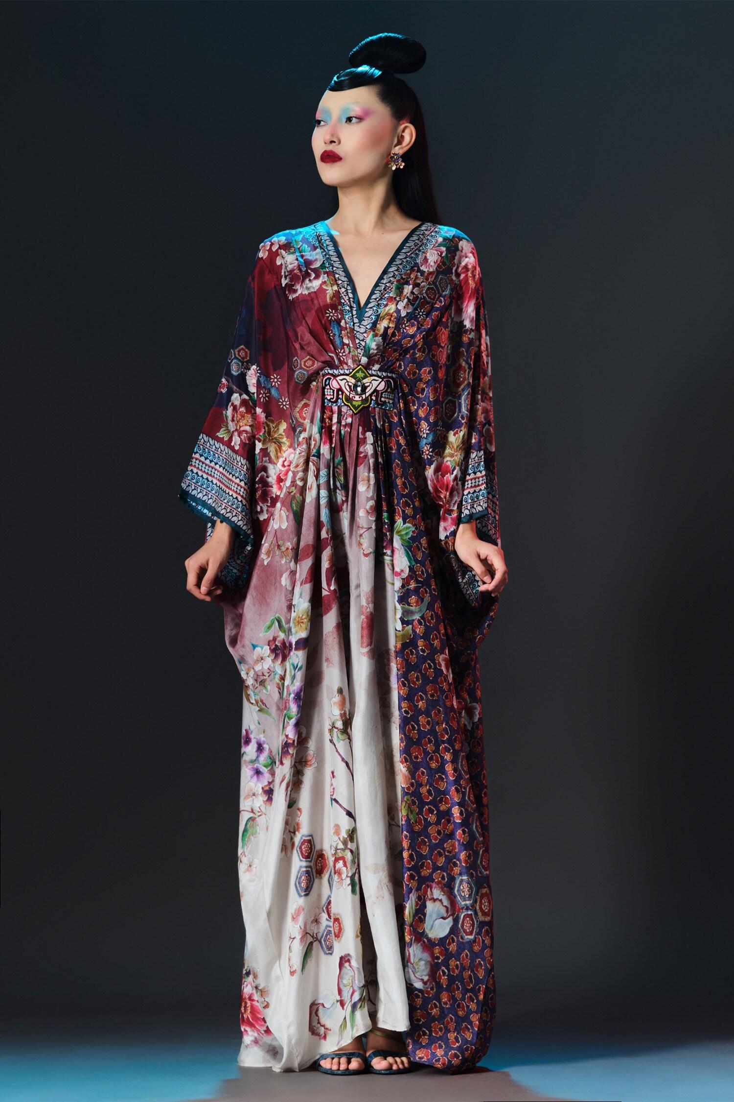 Beige Silk Embroidery V-neck Imama V Printed Designer - Designer Kurta Set