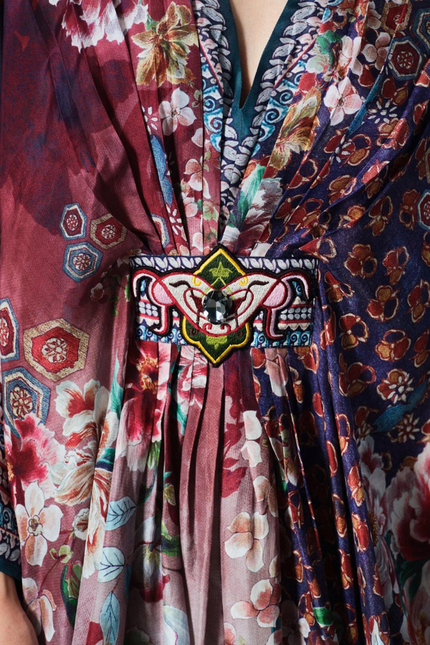 Beige Silk Embroidery V-neck Imama V Printed Designer - Designer Kurta Set