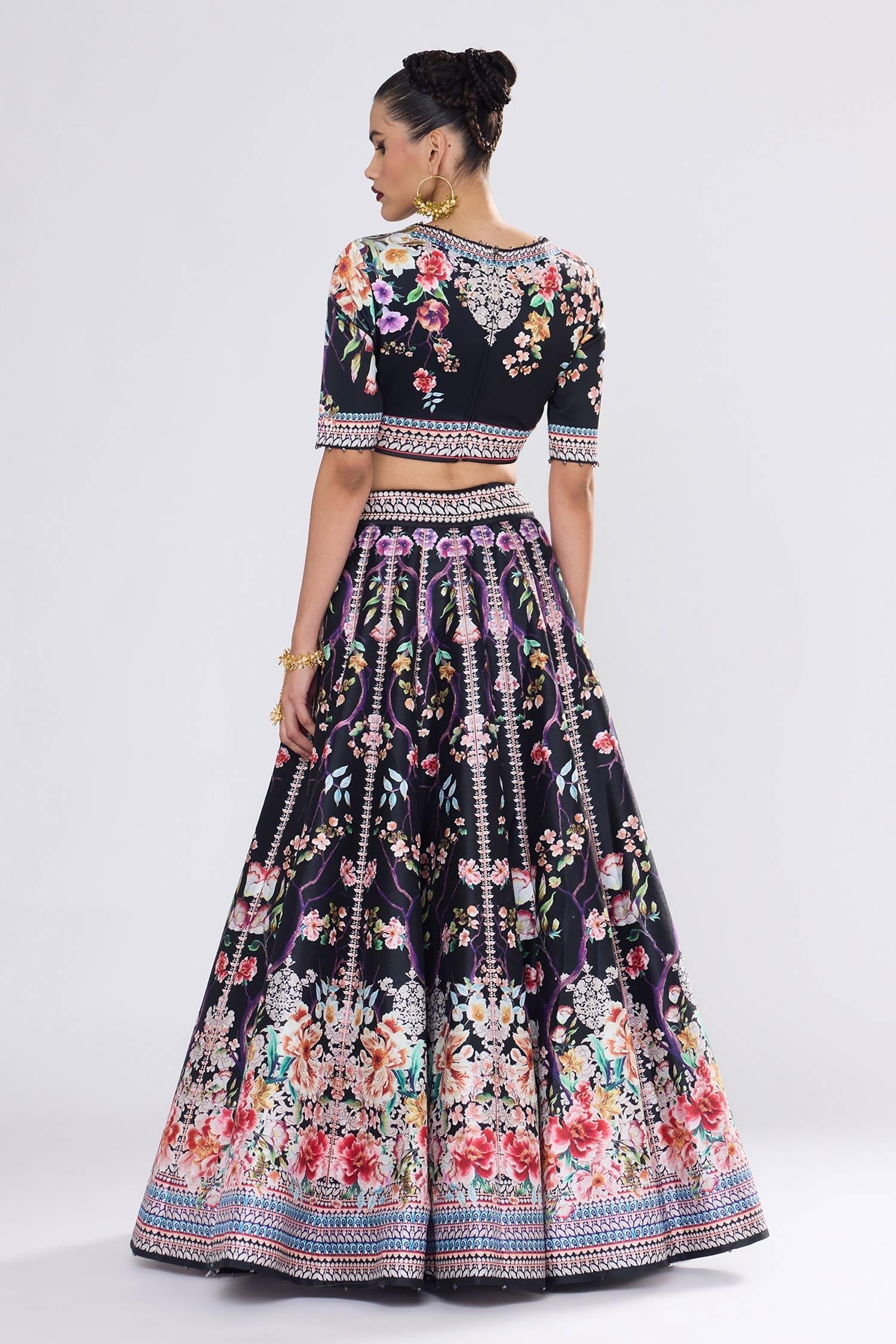 Black Polyester, Crystallised Printed - Designer Kurta Set