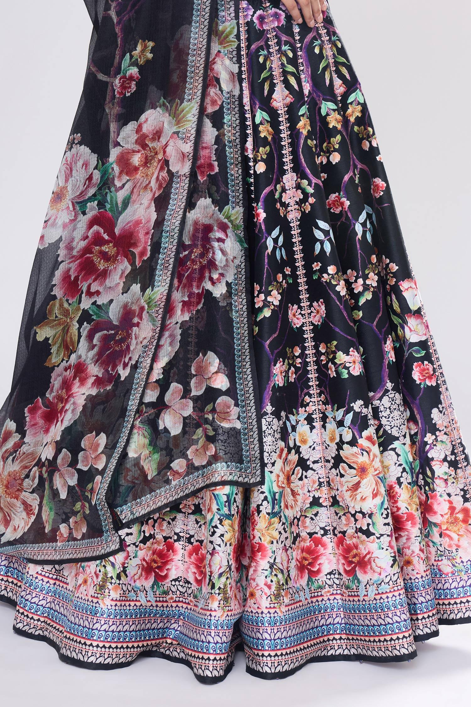 Black Polyester, Crystallised Printed - Designer Kurta Set