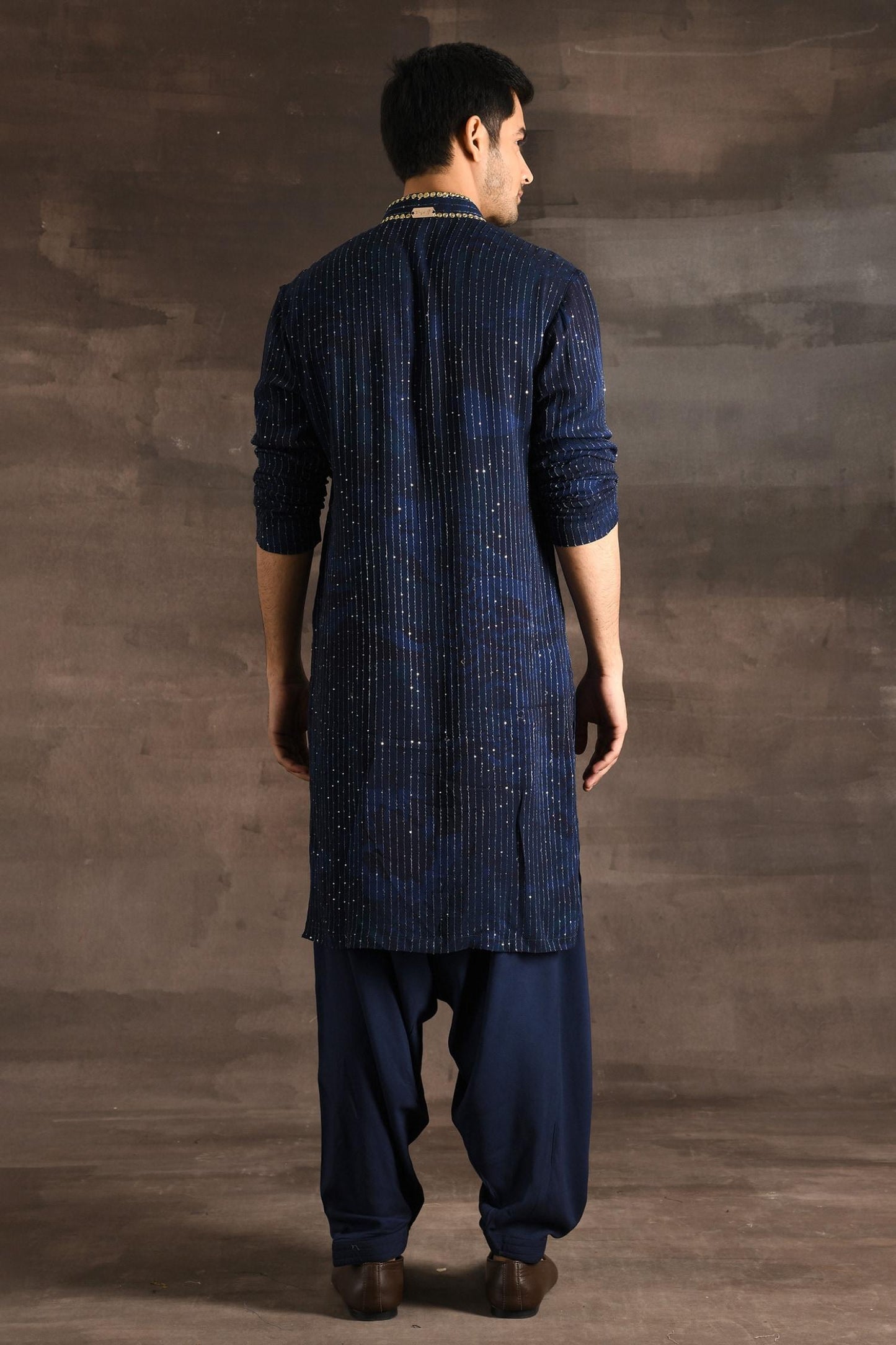 Kurta Set Blue Georgette Sequins Embroidery