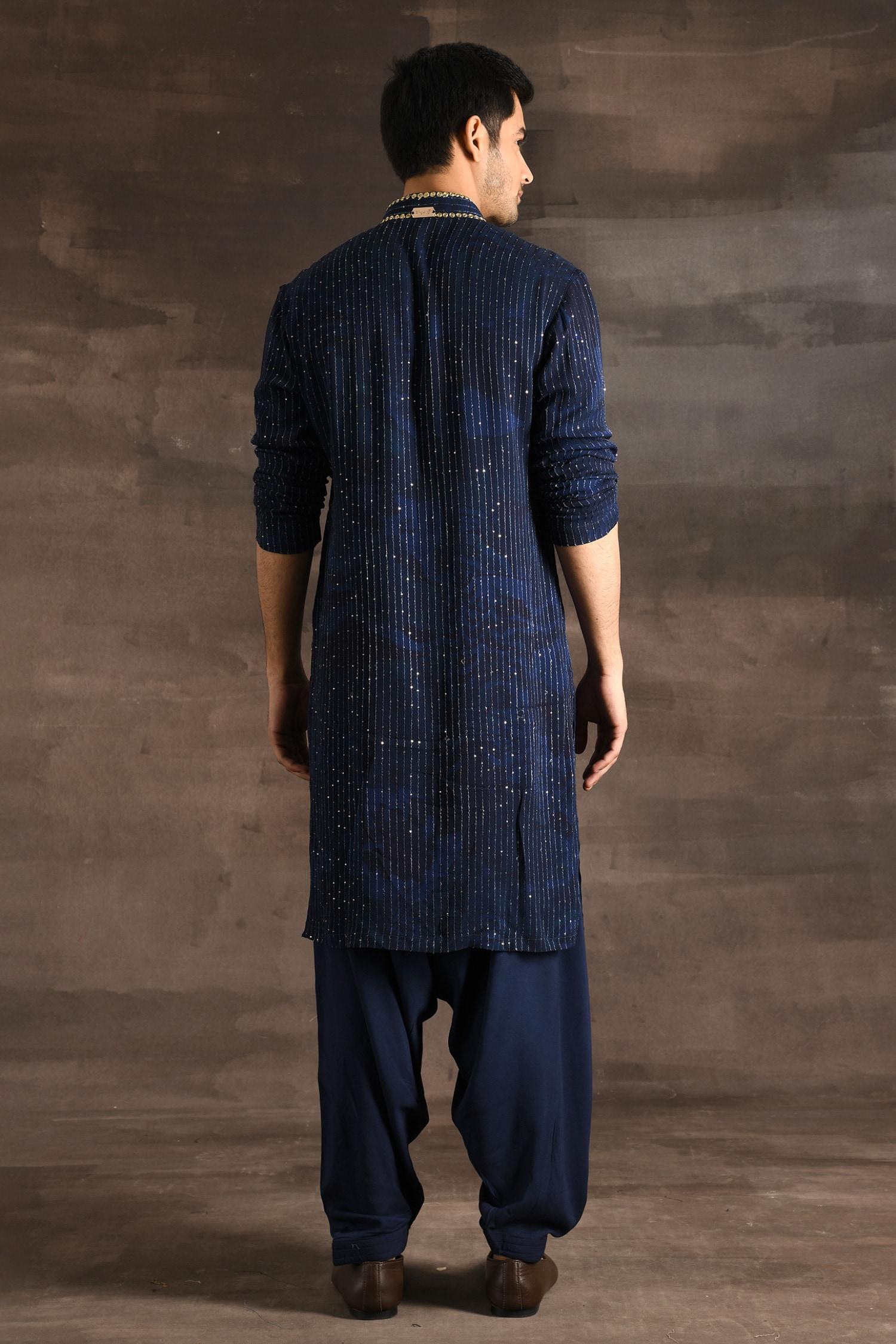 Kurta Set Blue Georgette Sequins Embroidery