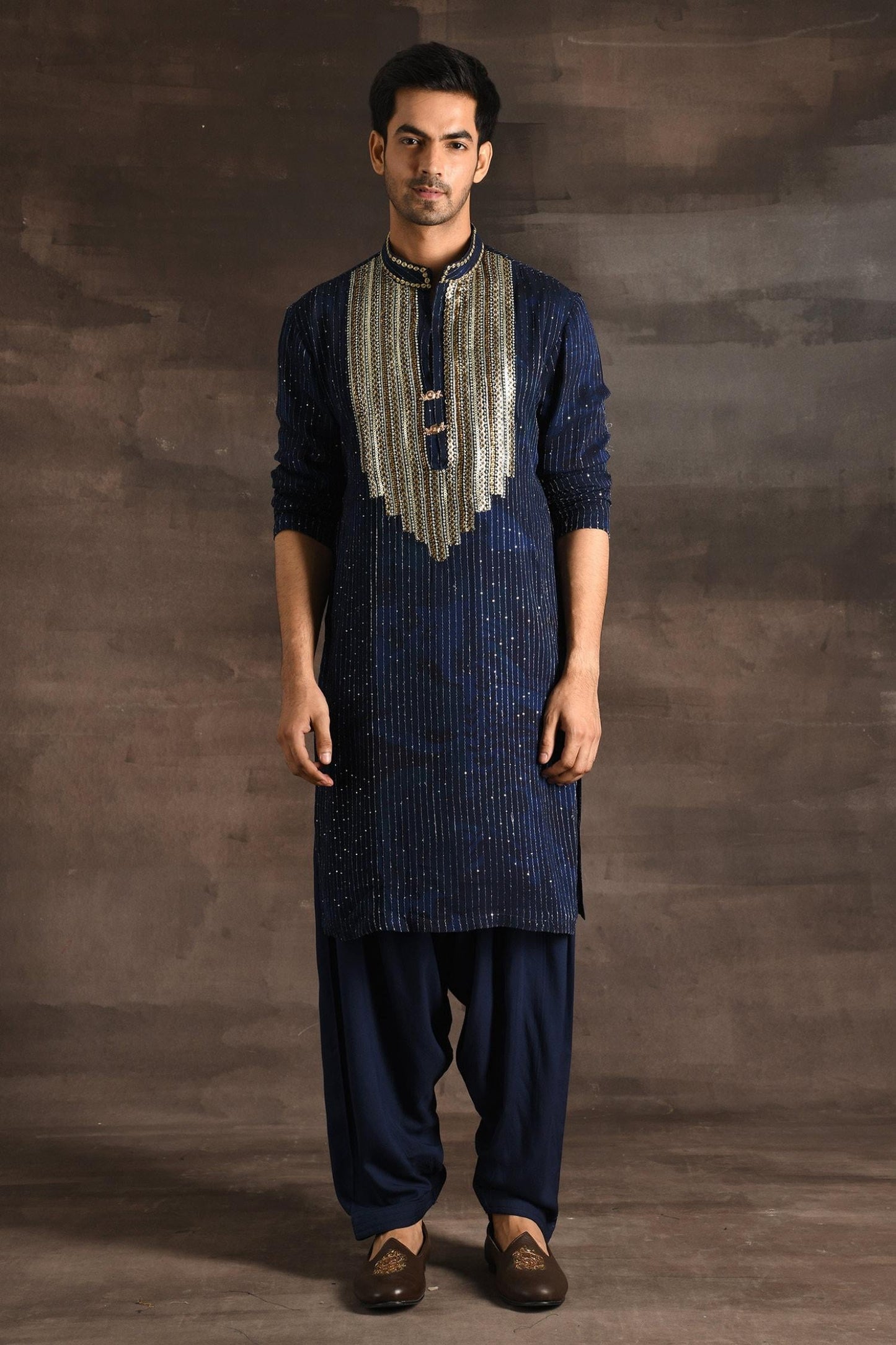 Kurta Set Blue Georgette Sequins Embroidery