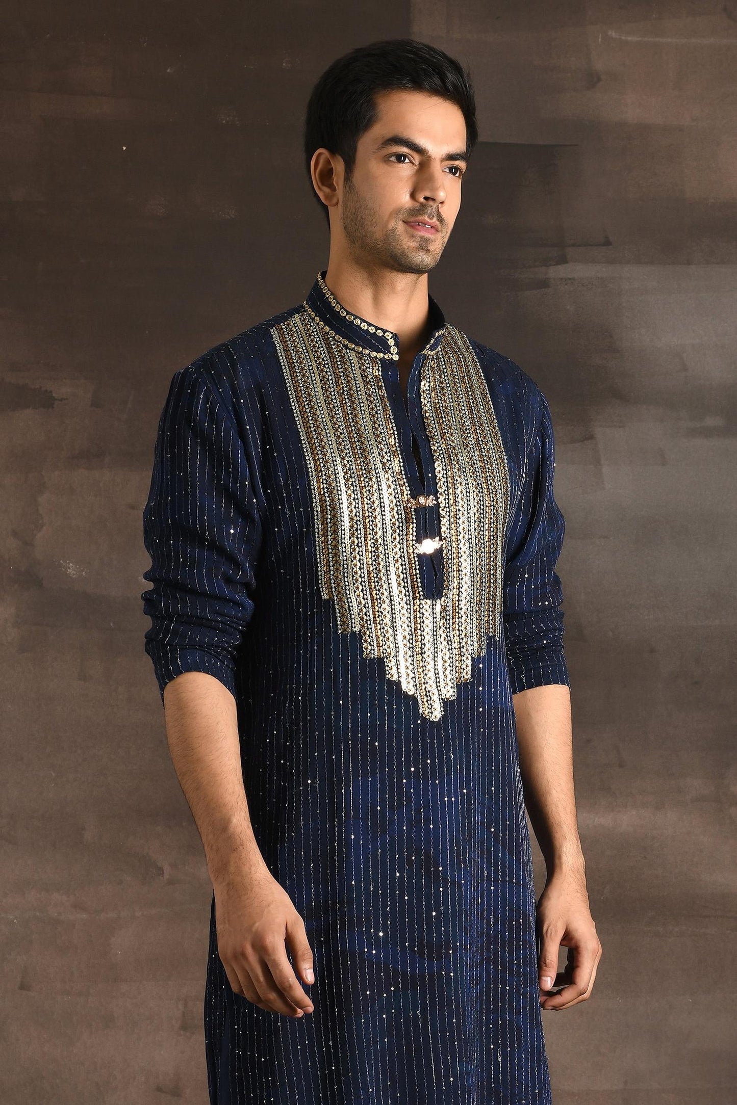 Kurta Set Blue Georgette Sequins Embroidery