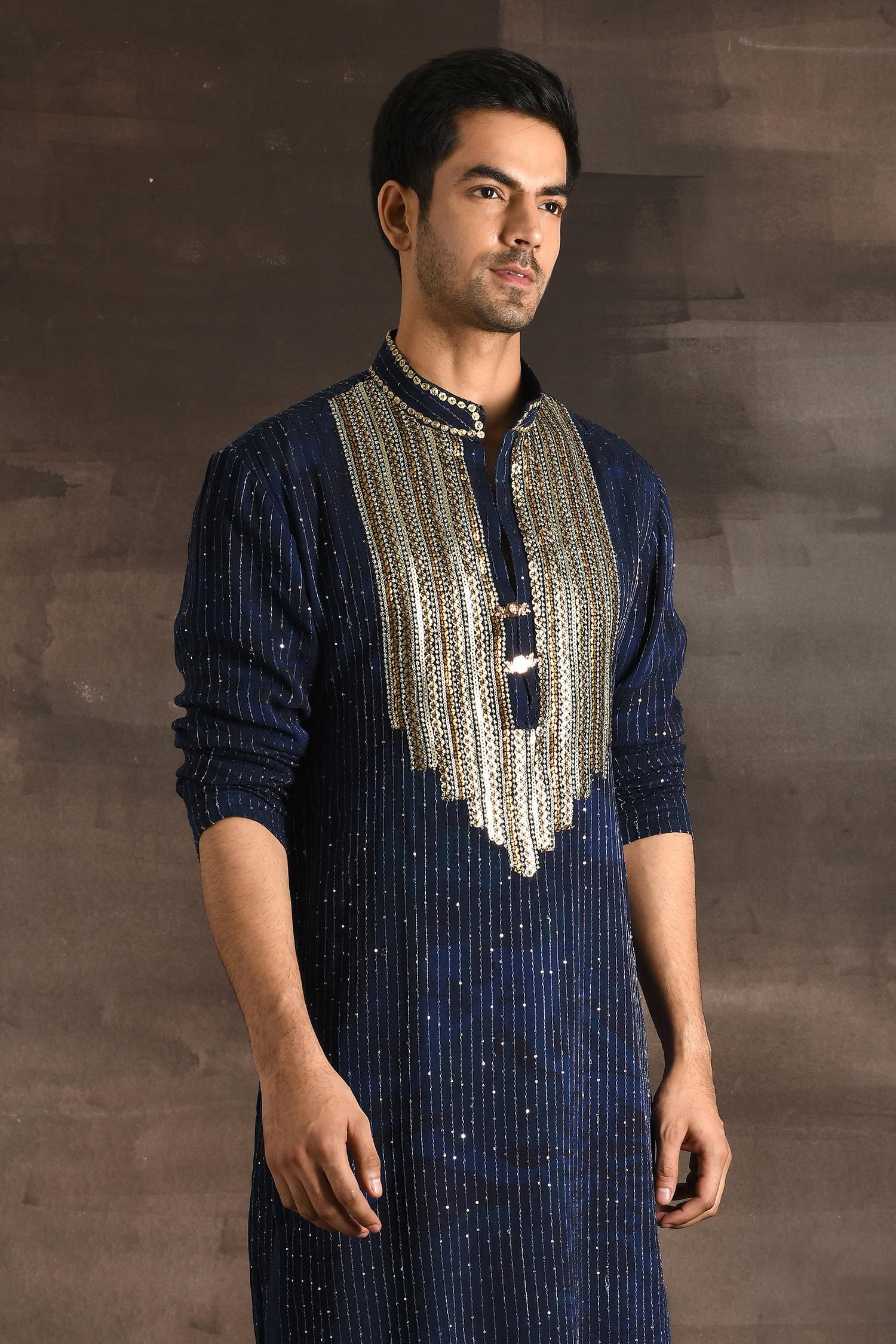Kurta Set Blue Georgette Sequins Embroidery