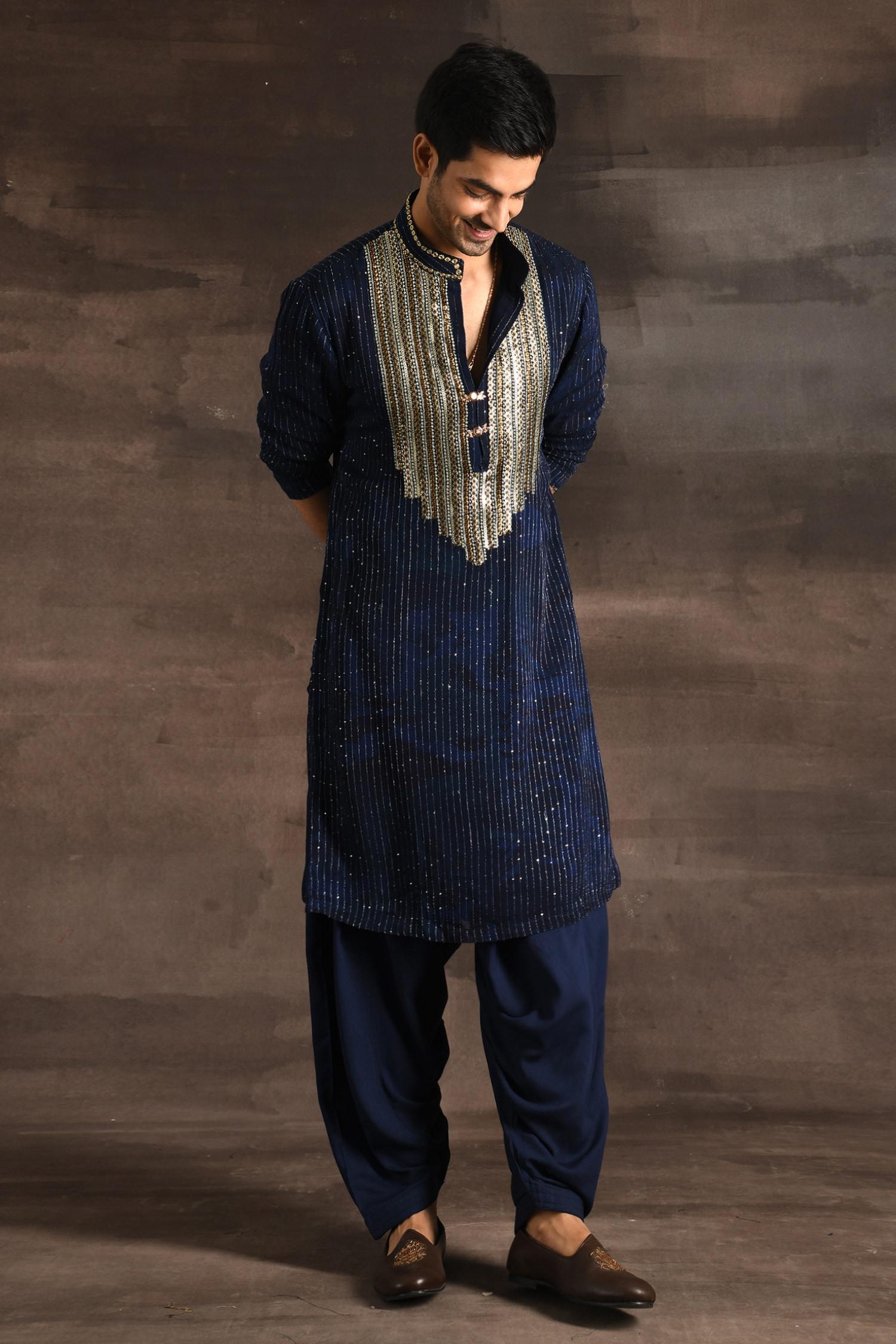 Kurta Set Blue Georgette Sequins Embroidery