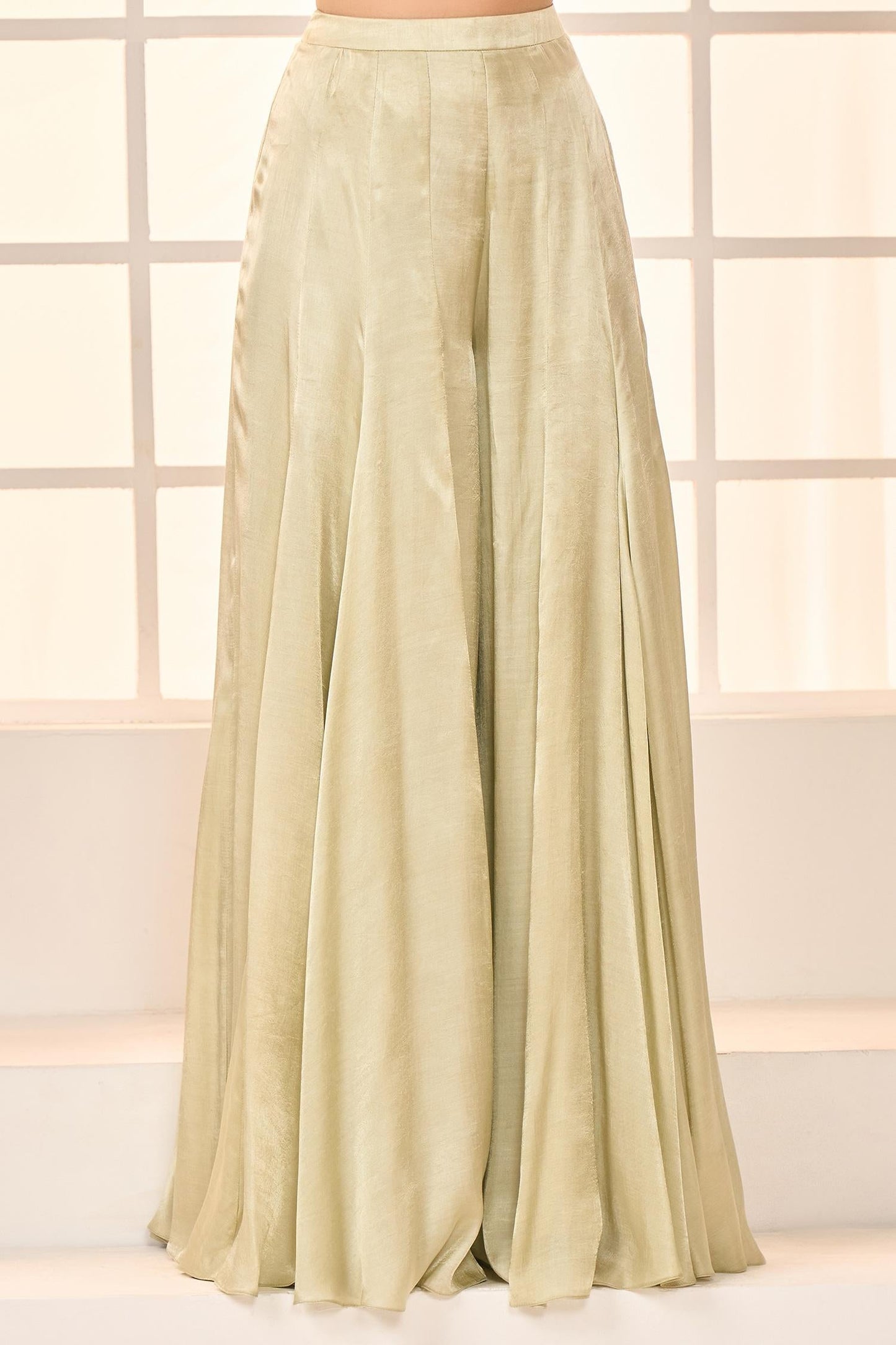Green Gabardine Lace, Embroidery Sweetheart Neck Short Anarkali With Sharara - Designer Kurta Set
