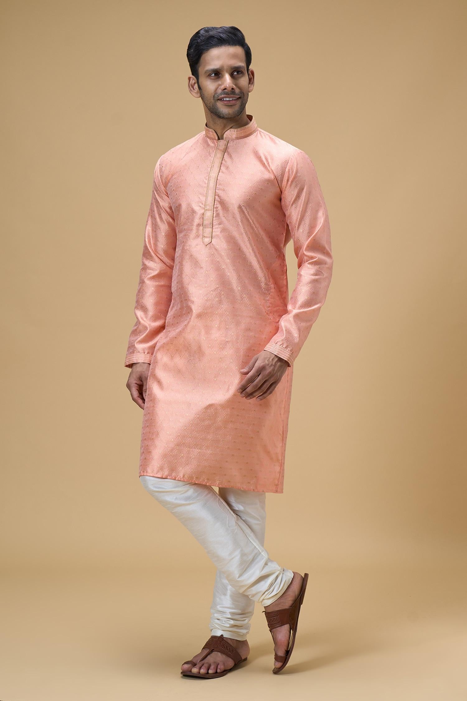 Kurta With Churidar Grey Jacquard Silk Ray Bloom Woven