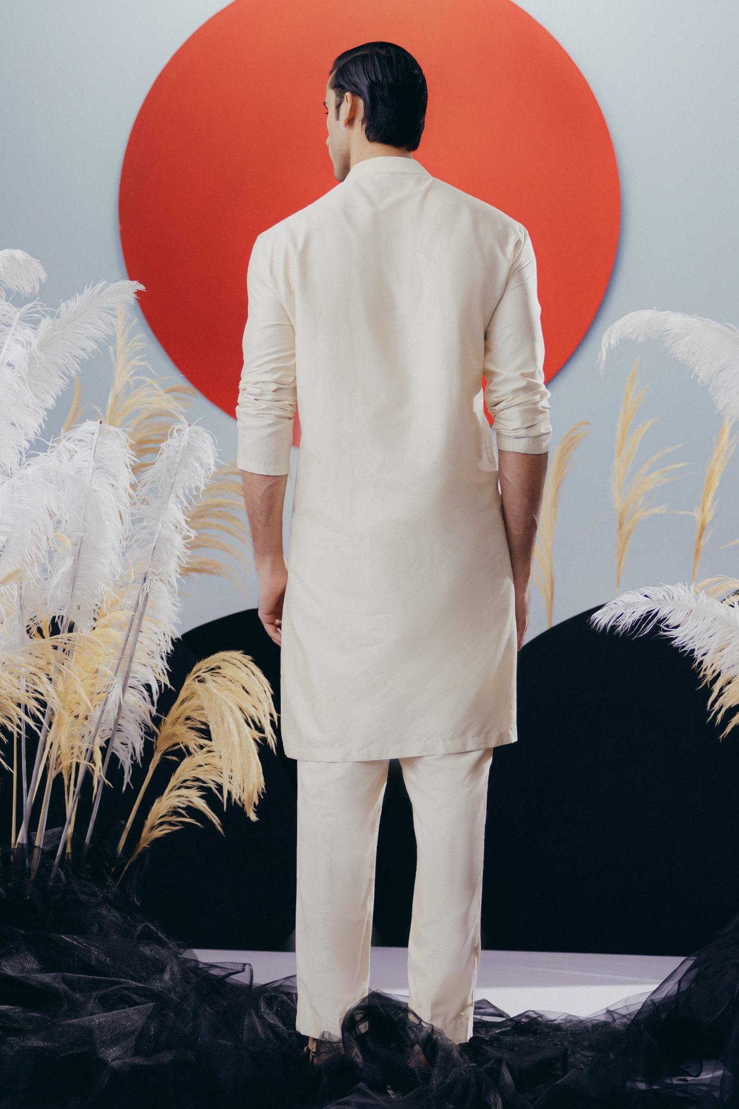 Kurta Pant Set Ivory Cotton Silk Designer