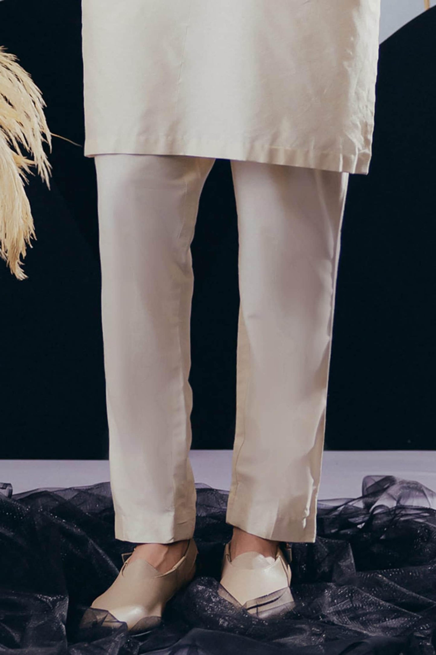 Kurta Pant Set Ivory Cotton Silk Designer