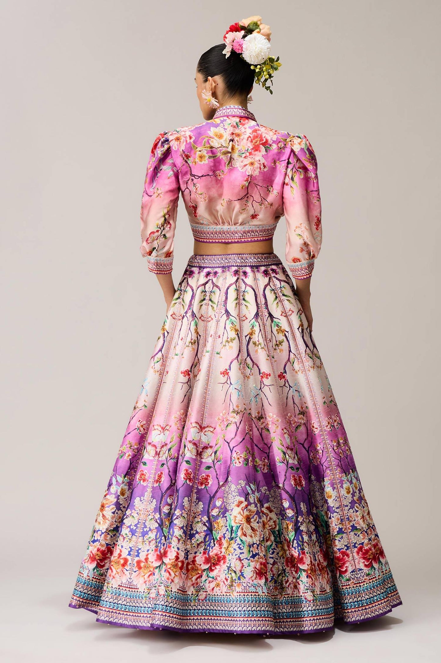 Lavender Polyester, Dupion, Rubali Leela And Pink Printed - Designer Kurta Set