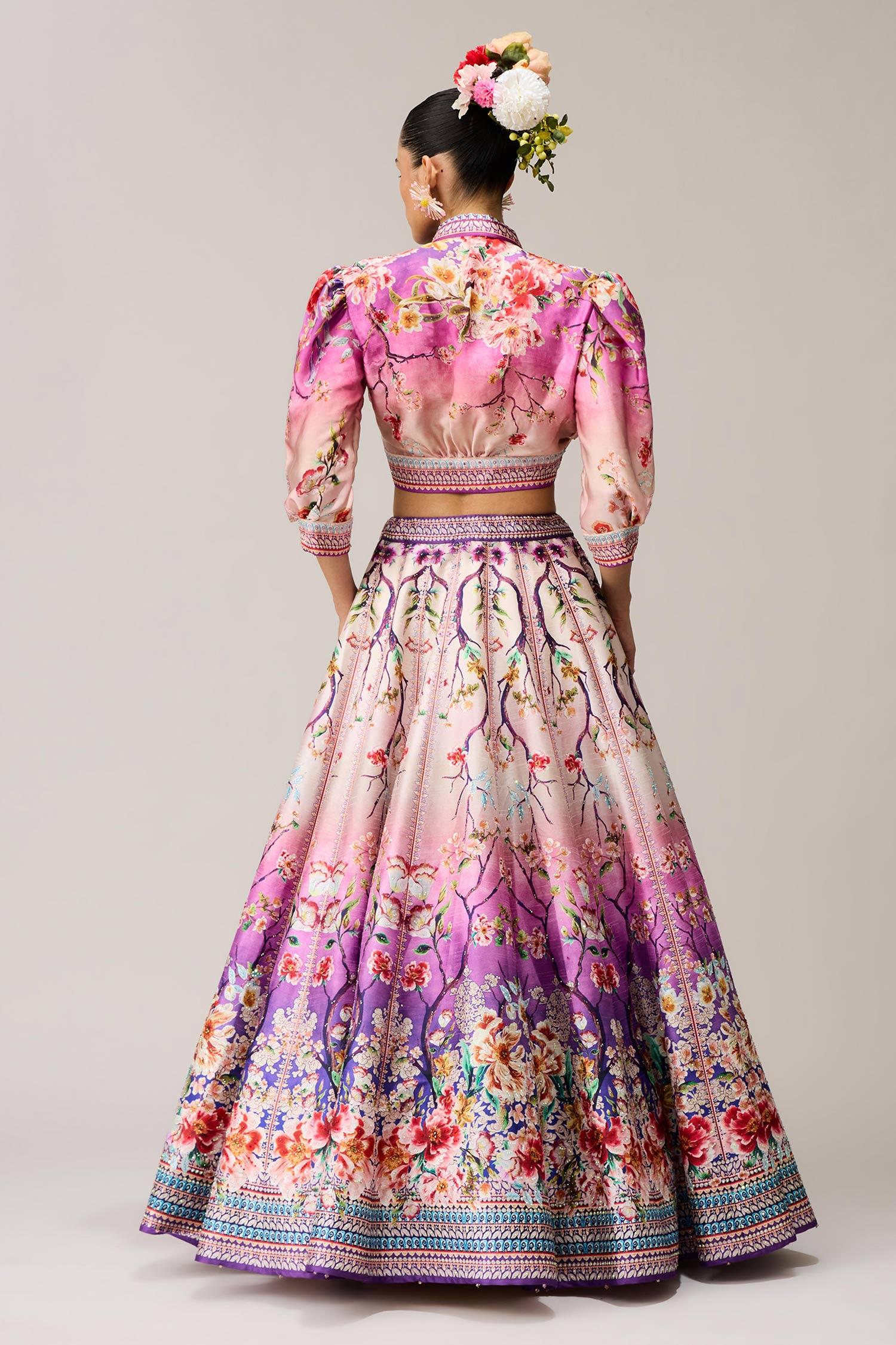 Lavender Polyester, Dupion, Rubali Leela And Pink Printed - Designer Kurta Set
