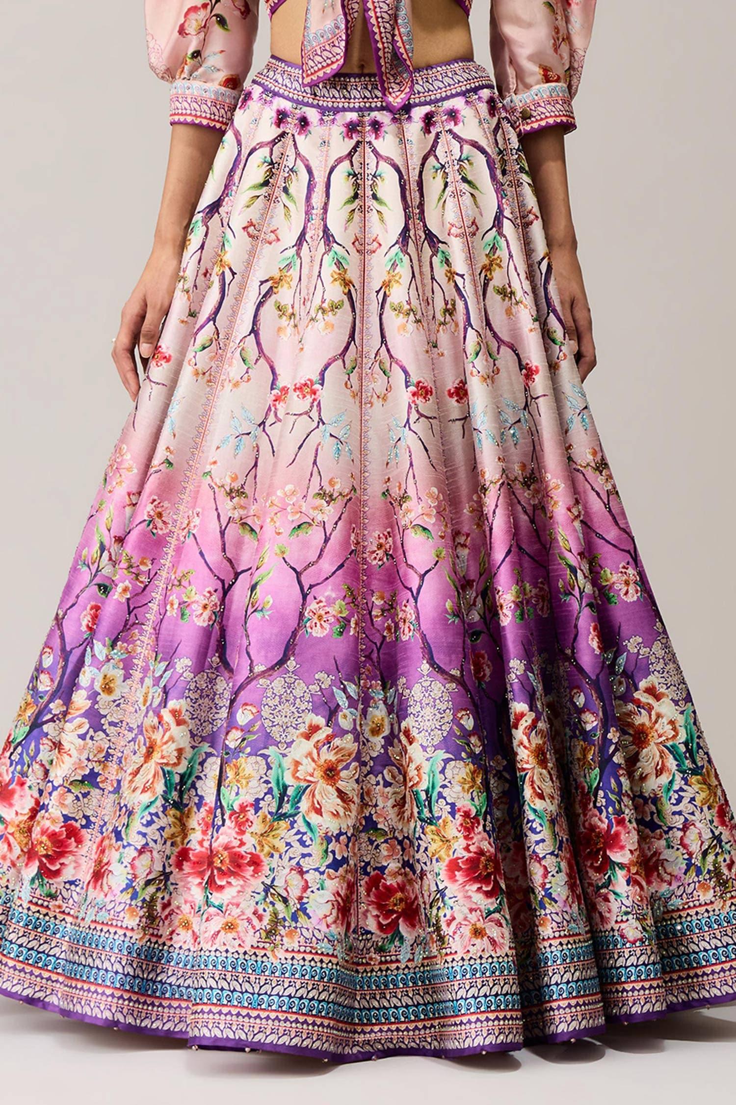 Lavender Polyester, Dupion, Rubali Leela And Pink Printed - Designer Kurta Set