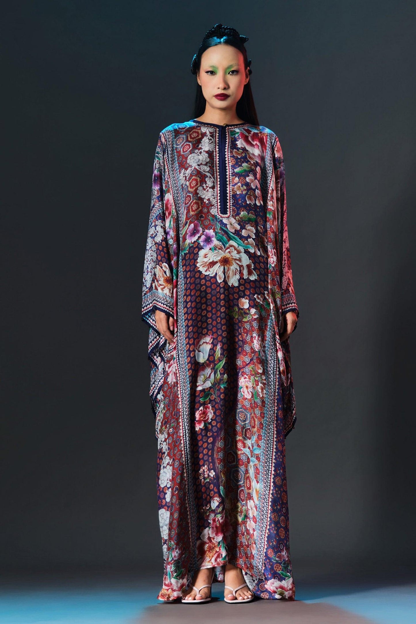 Multi Color Silk Round Neck Beatrice Printed Boxy