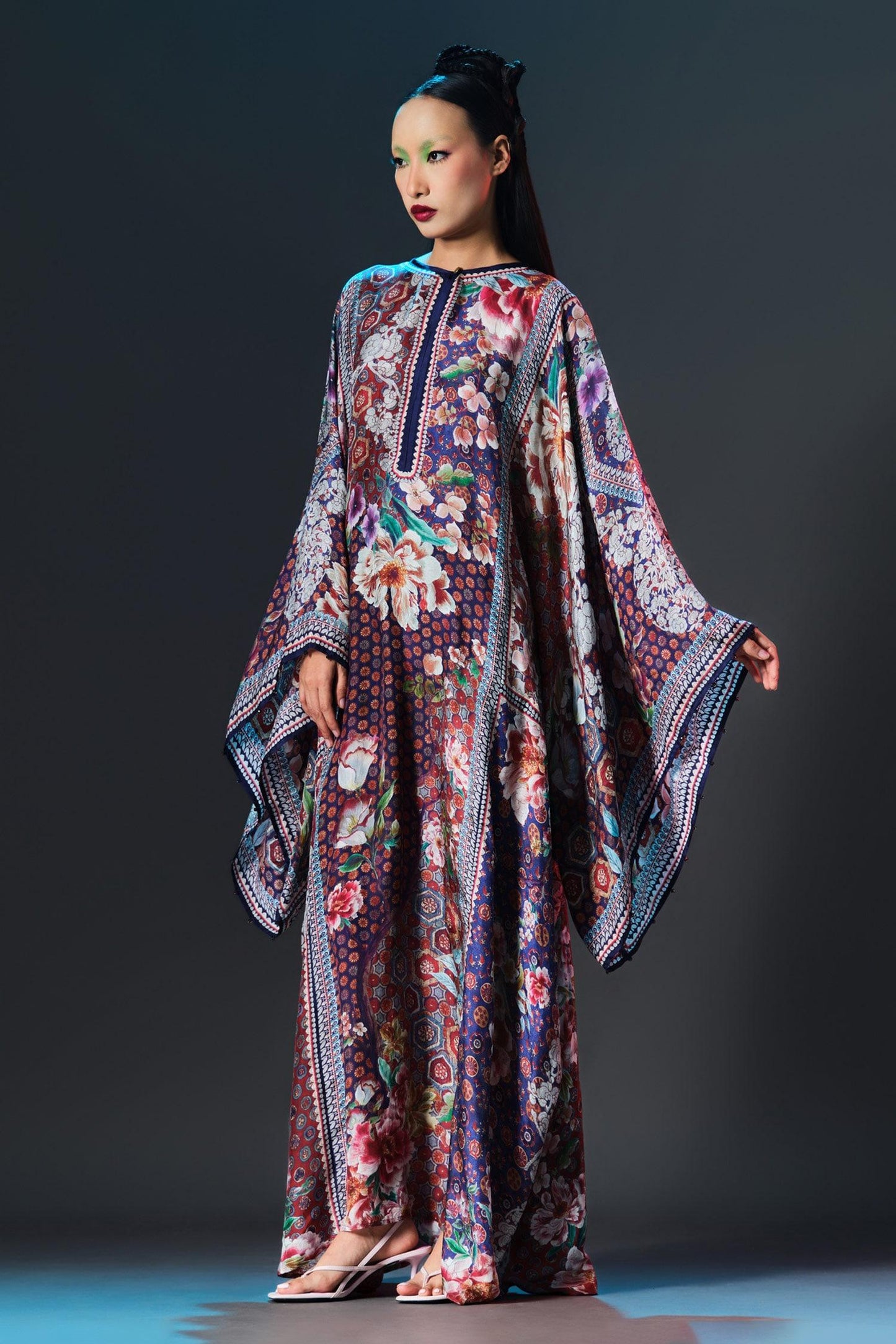 Multi Color Silk Round Neck Beatrice Printed Boxy