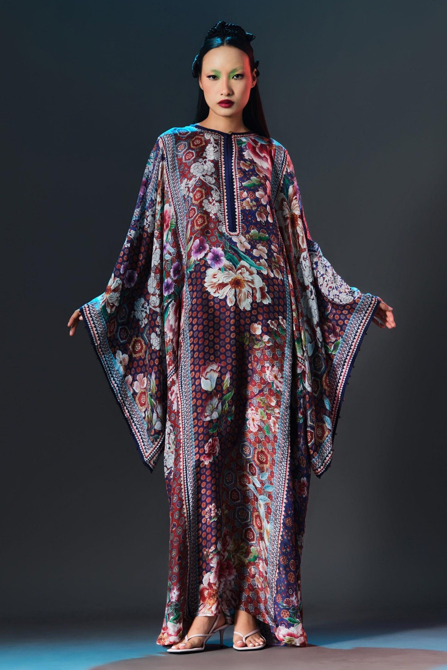 Multi Color Silk Round Neck Beatrice Printed Boxy
