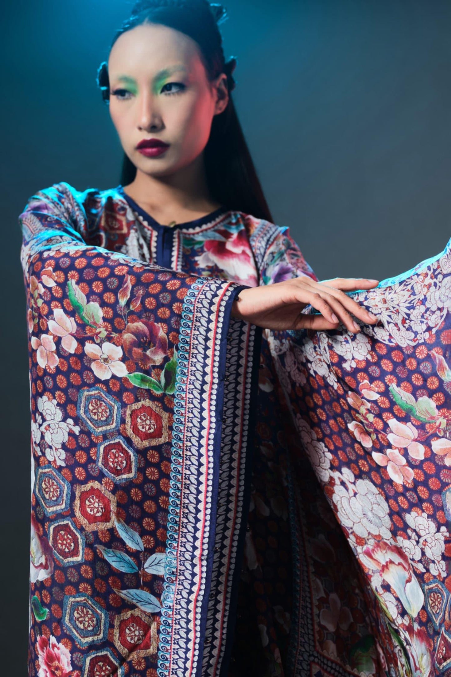 Multi Color Silk Round Neck Beatrice Printed Boxy