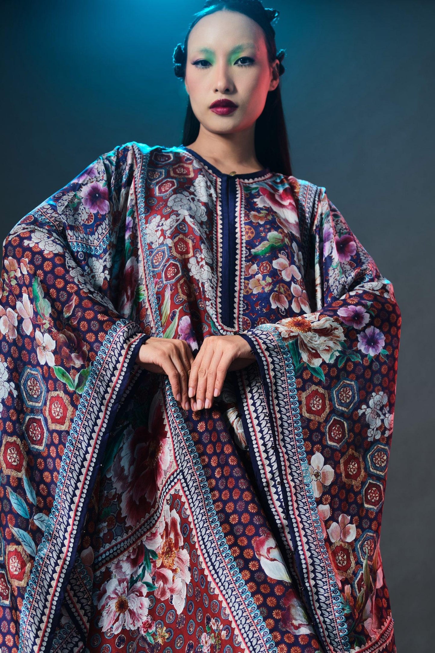 Multi Color Silk Round Neck Beatrice Printed Boxy