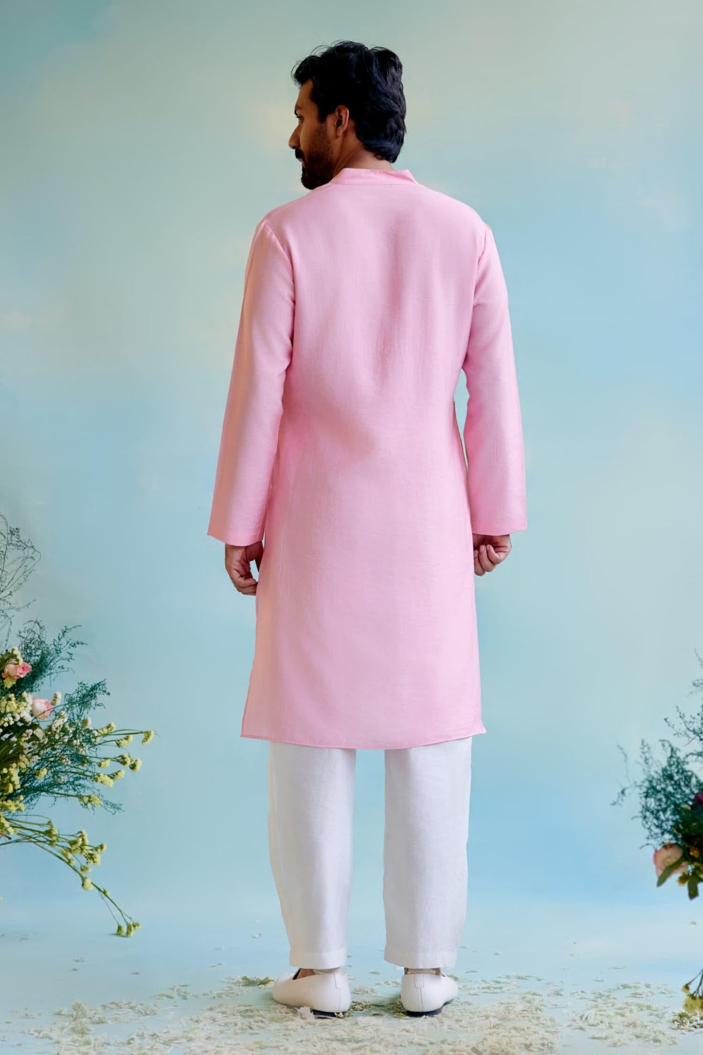 Kurta With Pant Pink Chanderi Gota Patti Lace Embellished