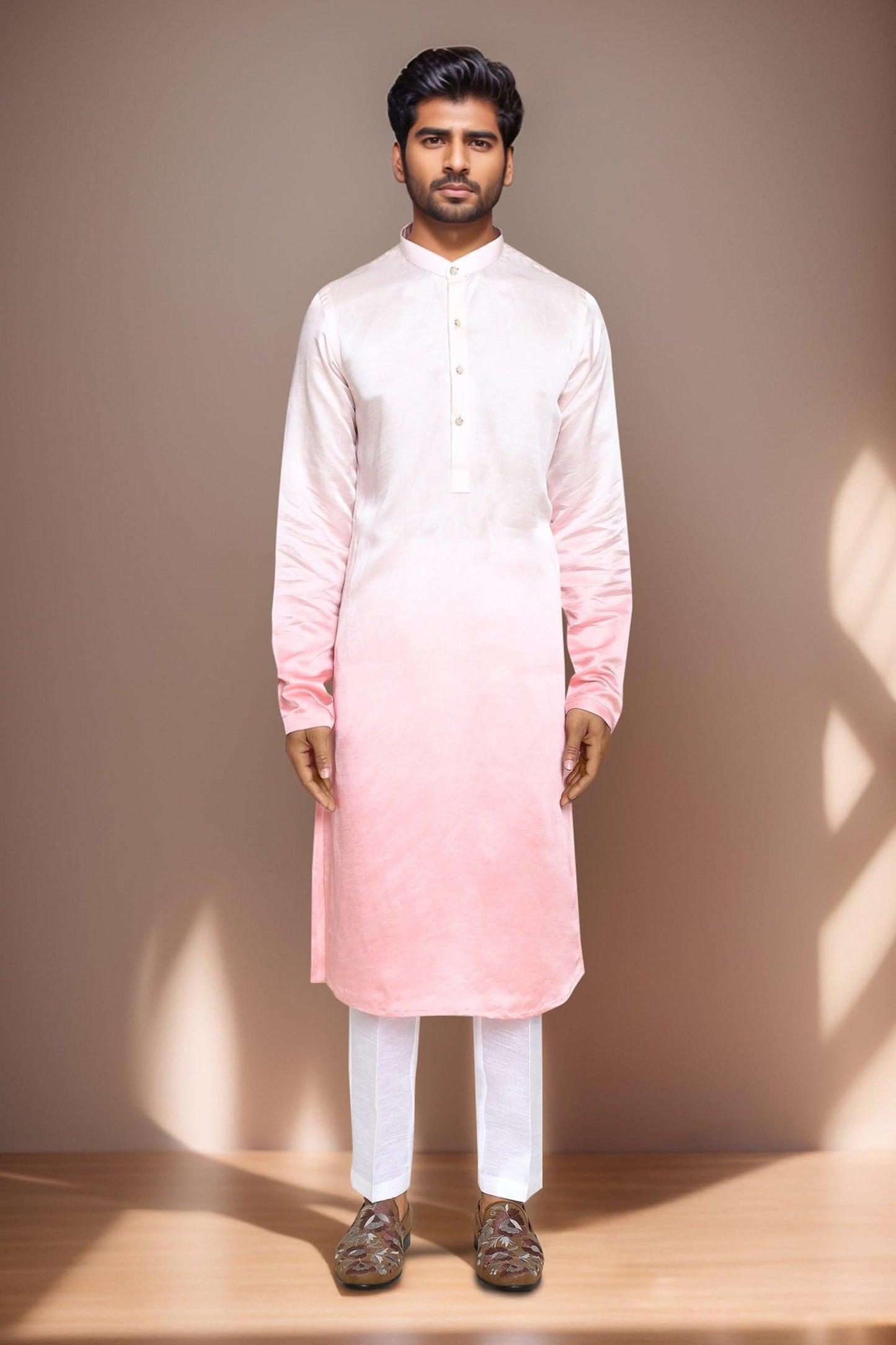 Kurta Set Pink Satin Silk Ombre