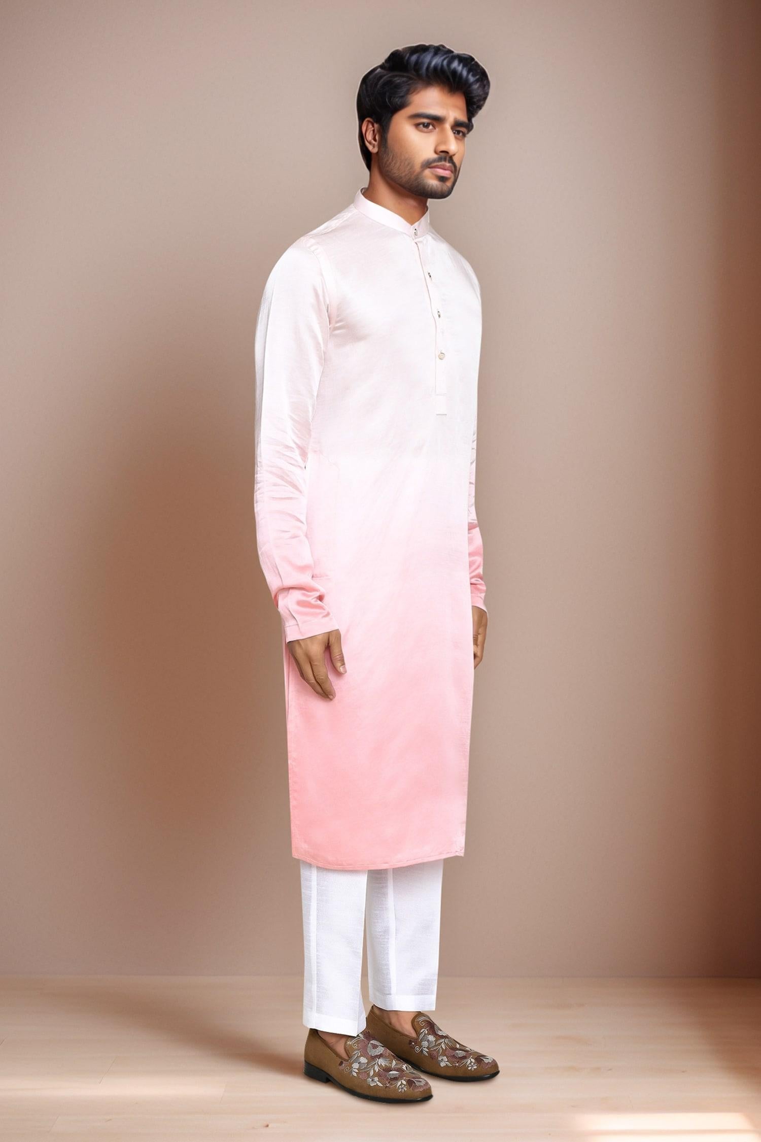 Kurta Set Pink Satin Silk Ombre