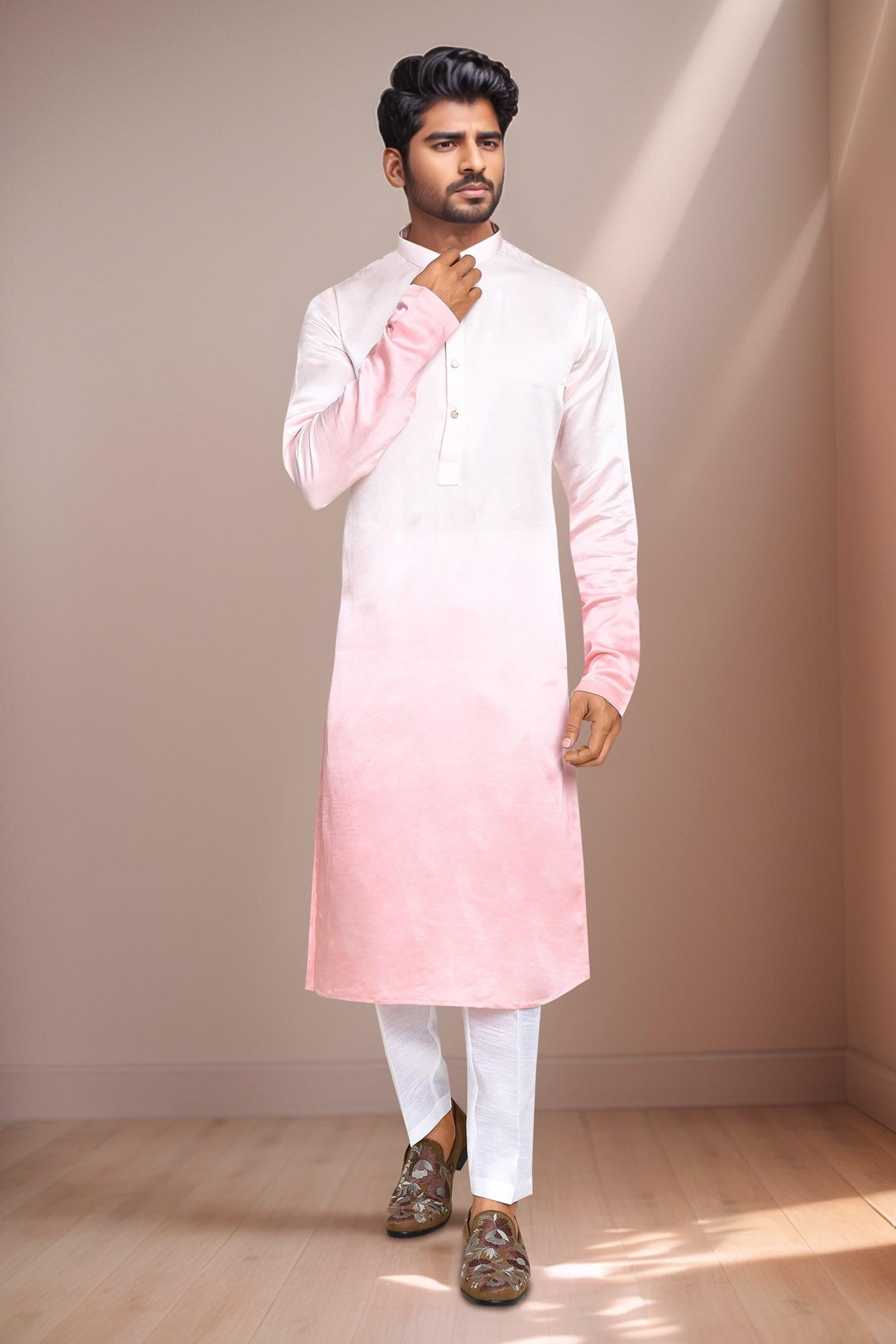 Kurta Set Pink Satin Silk Ombre