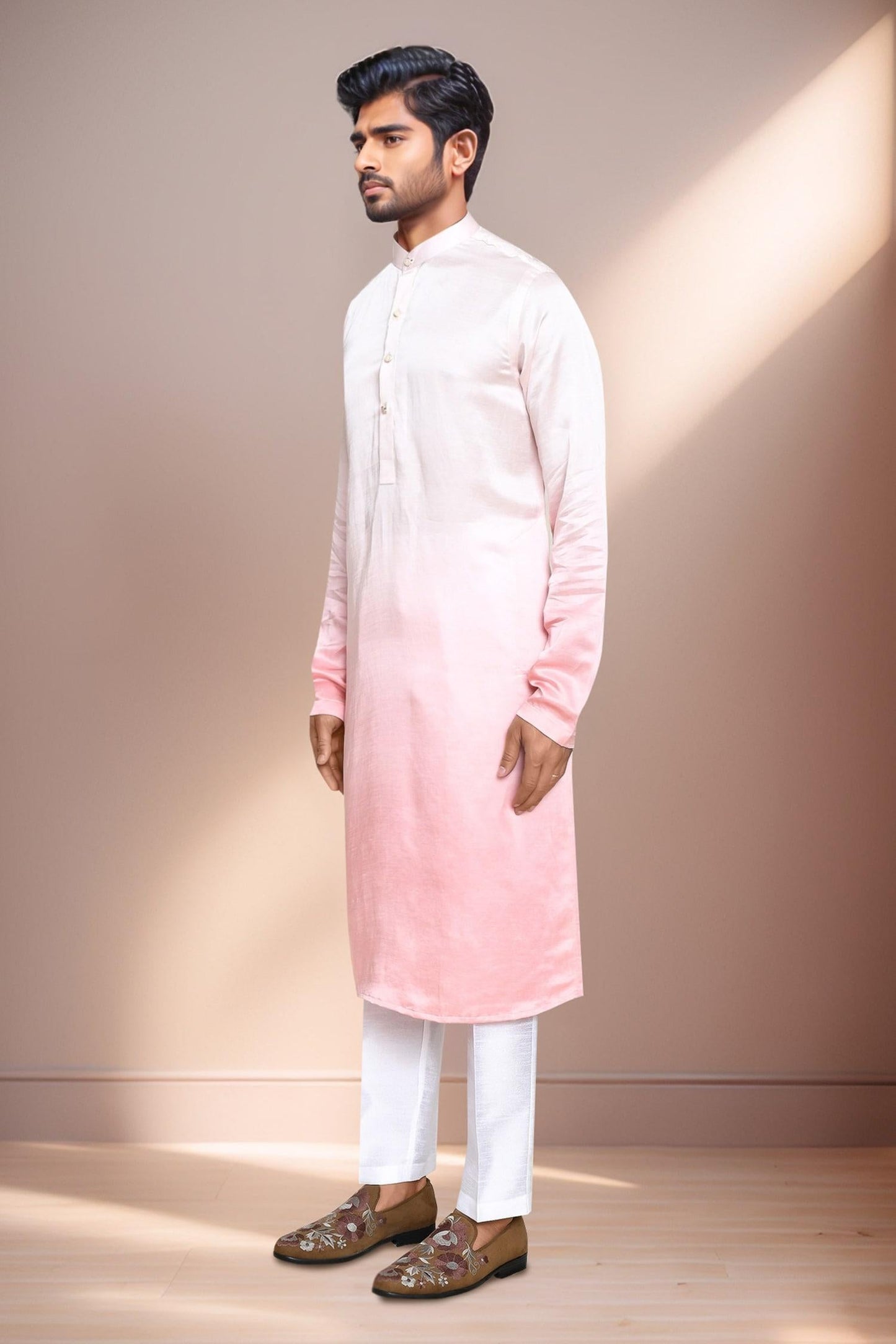 Kurta Set Pink Satin Silk Ombre