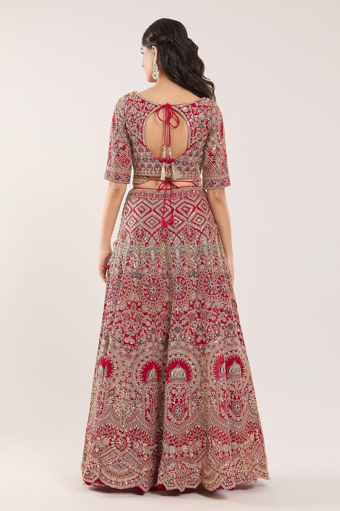 Pink Sequins, Gota Patti, Embroidery Sweetheart Botanical Bridal Lehenga Set - Designer Kurta Set