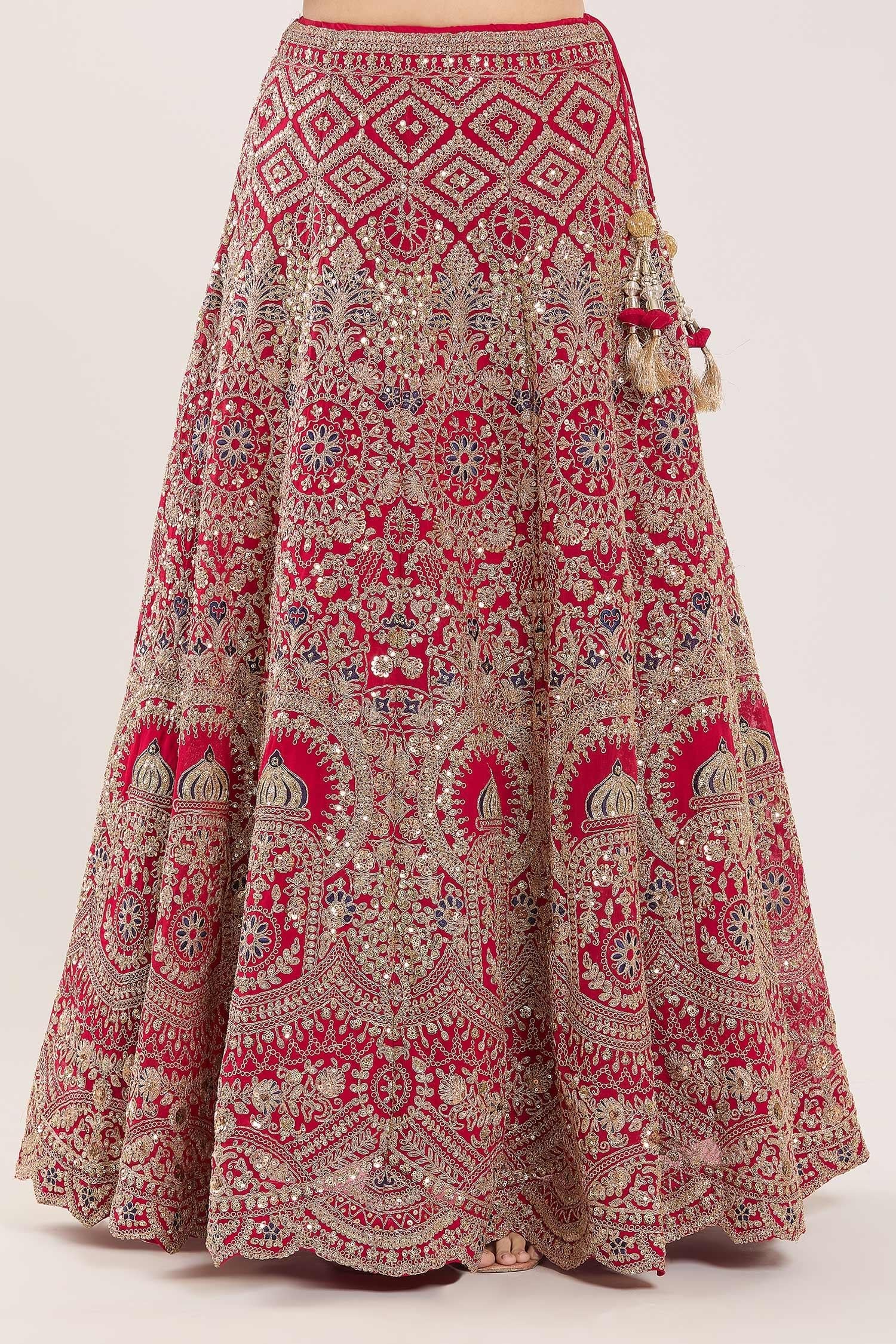 Pink Sequins, Gota Patti, Embroidery Sweetheart Botanical Bridal Lehenga Set - Designer Kurta Set