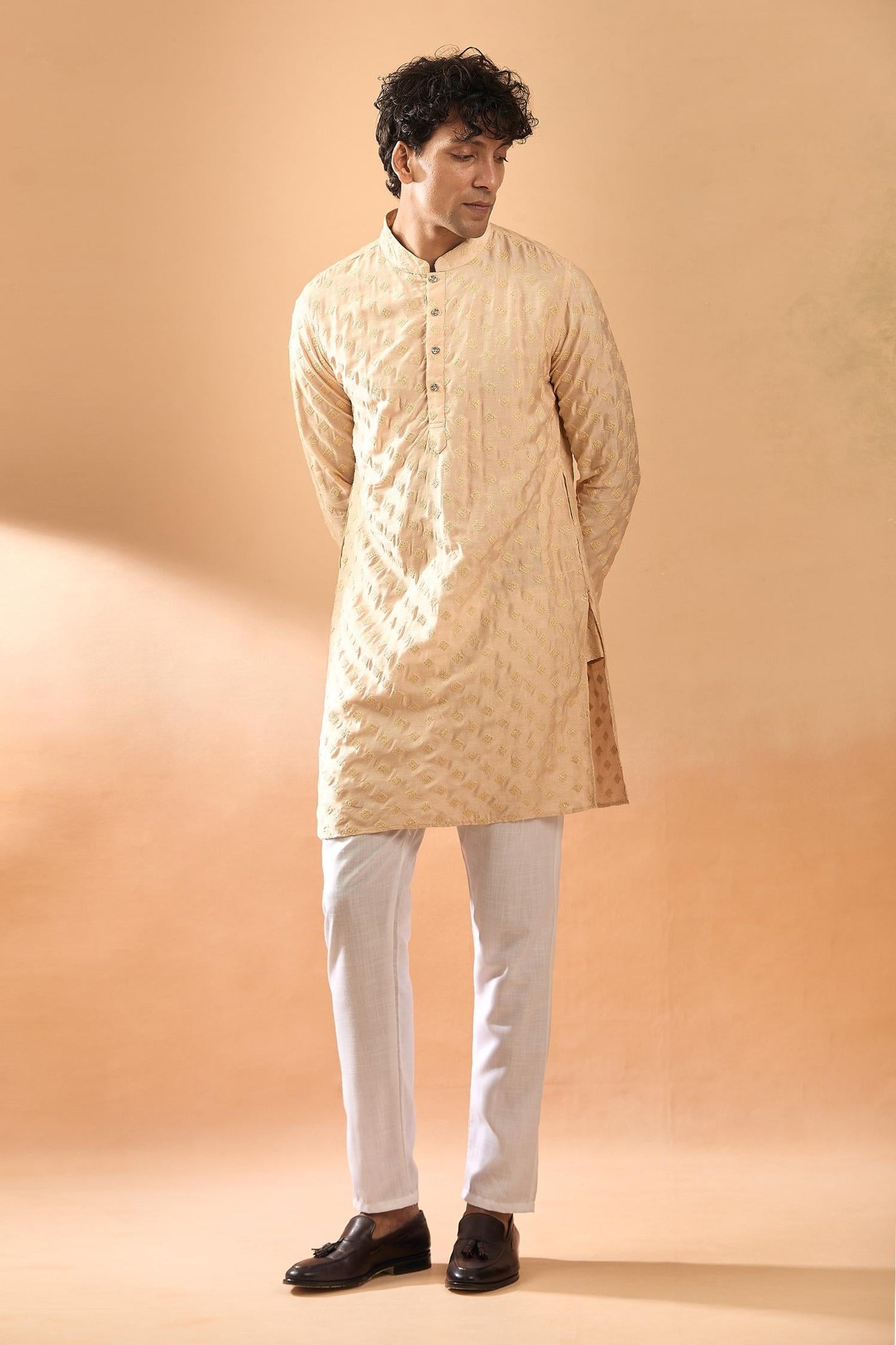 Kurta With Pant Pink Silk Cotton Satin Embroidery