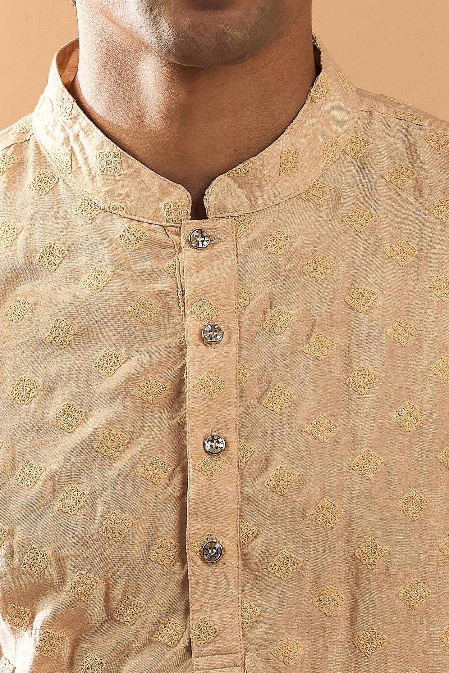 Kurta With Pant Pink Silk Cotton Satin Embroidery