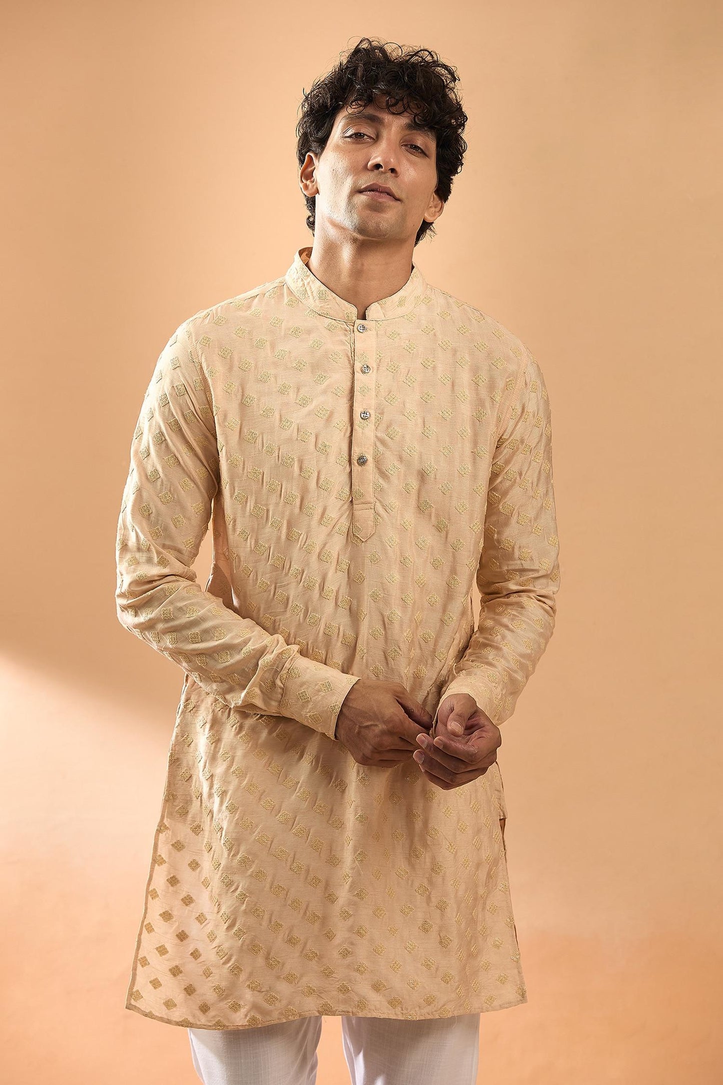Kurta With Pant Pink Silk Cotton Satin Embroidery