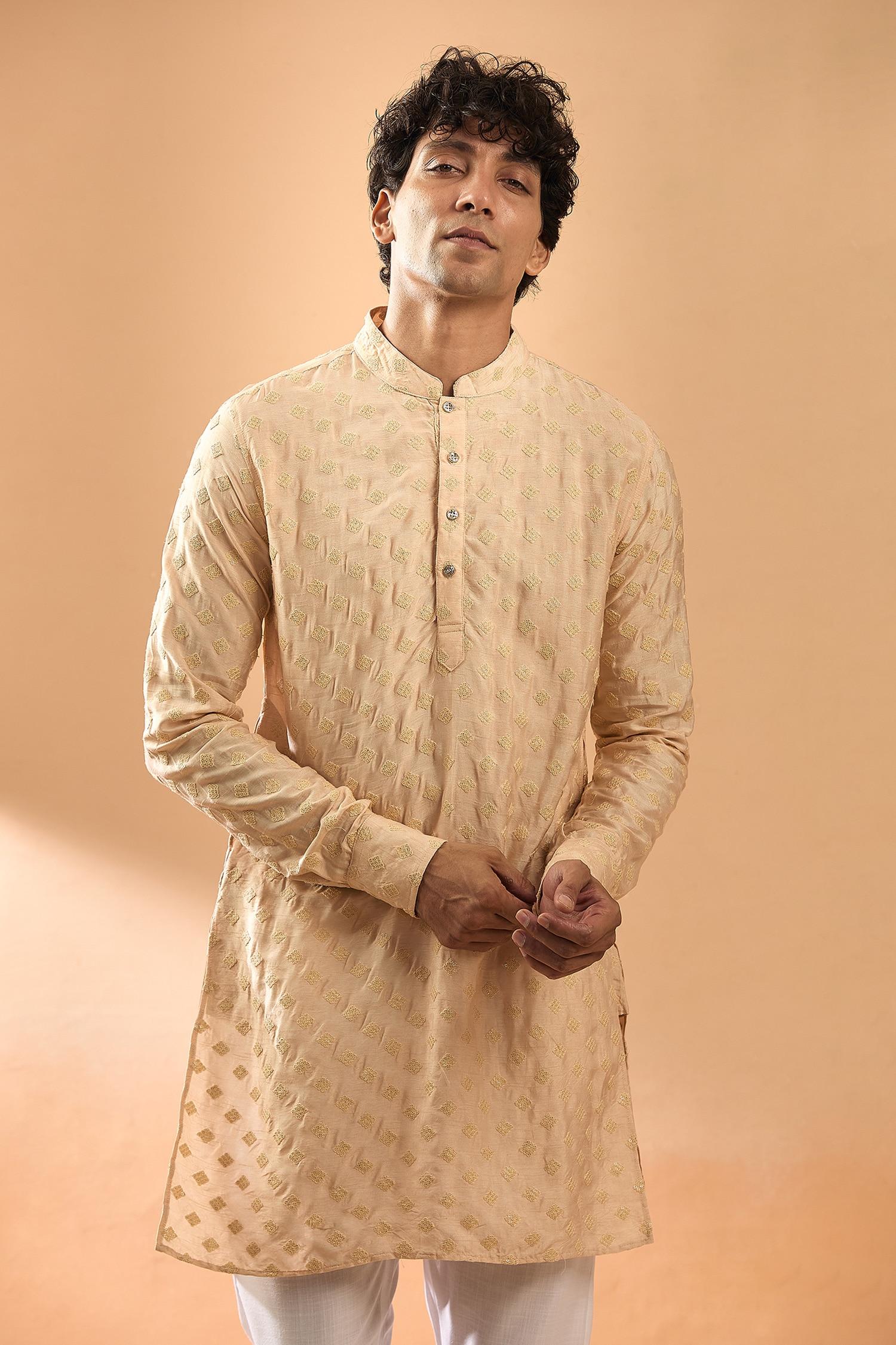 Kurta With Pant Pink Silk Cotton Satin Embroidery