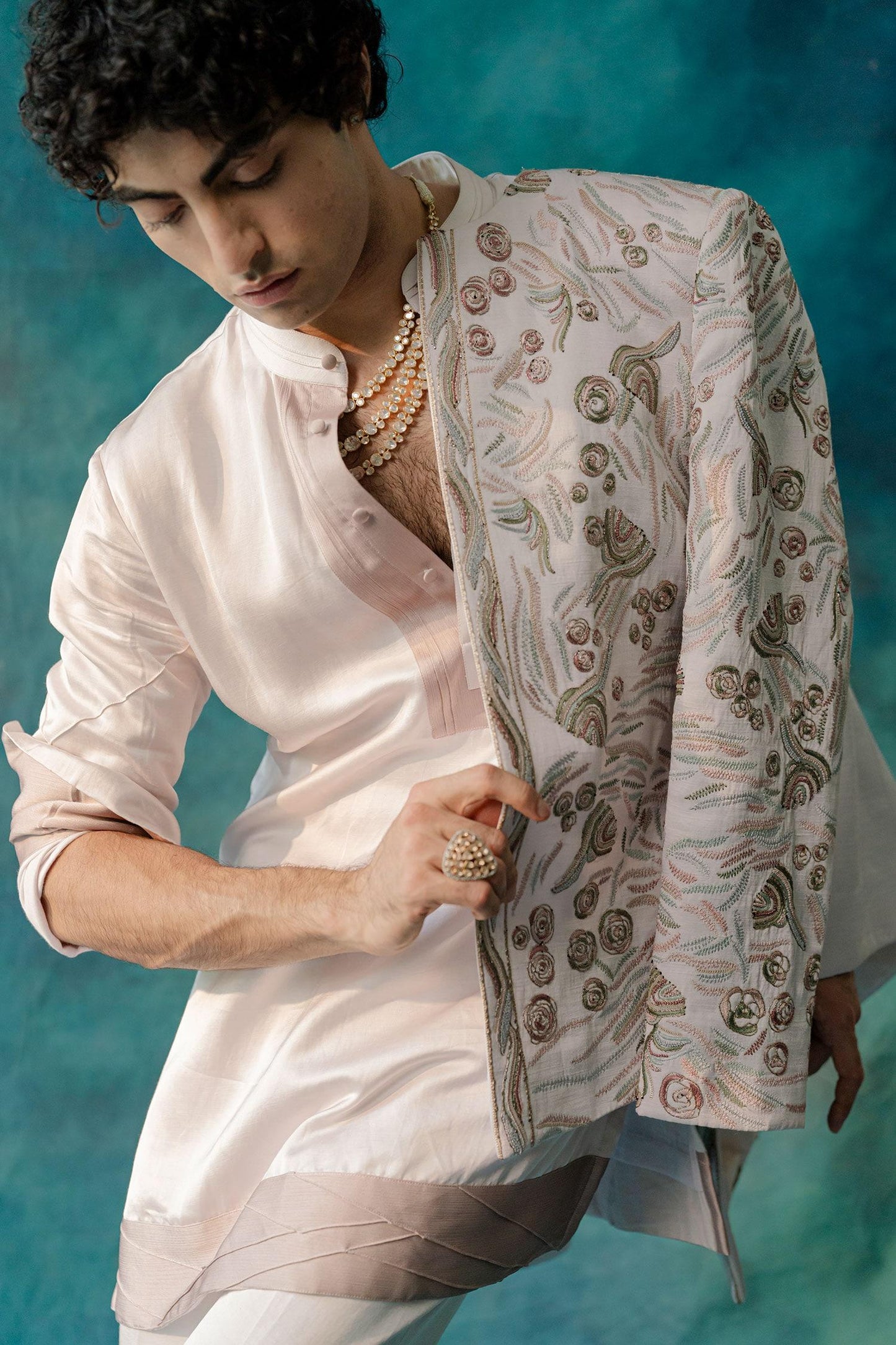 Kurta And Pant Set Purple Linen Silk Embroidery Springtime Pin-tuck Detailed