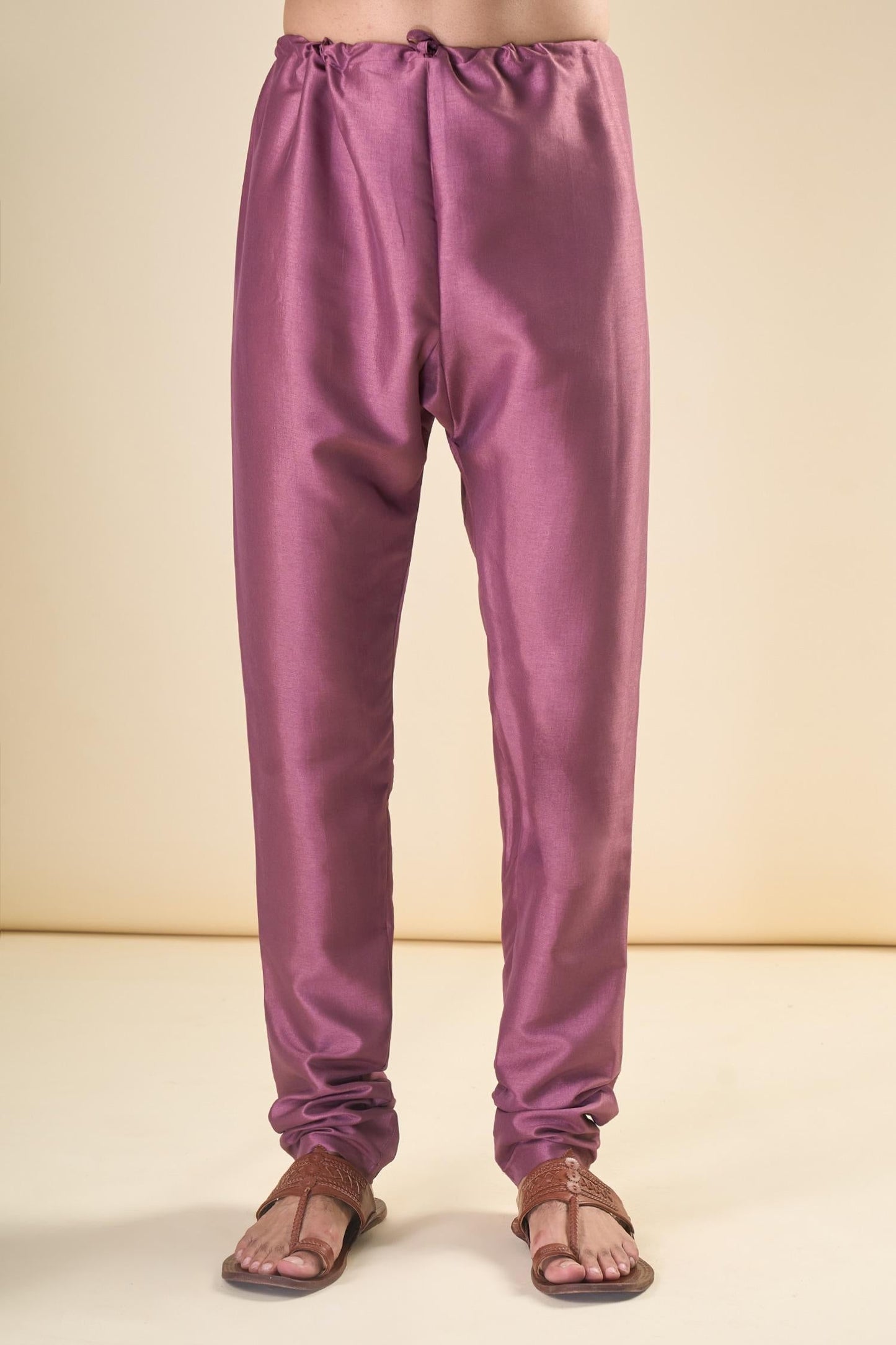 Kurta With Pyjama Purple Satin Sequins Embroidery Straight
