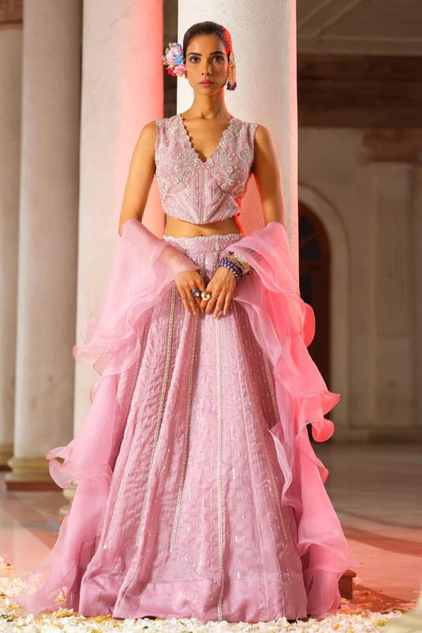 Purple , Silk Cut Work, Embroidery, Astron Ray Lehenga Set - Designer Kurta Set
