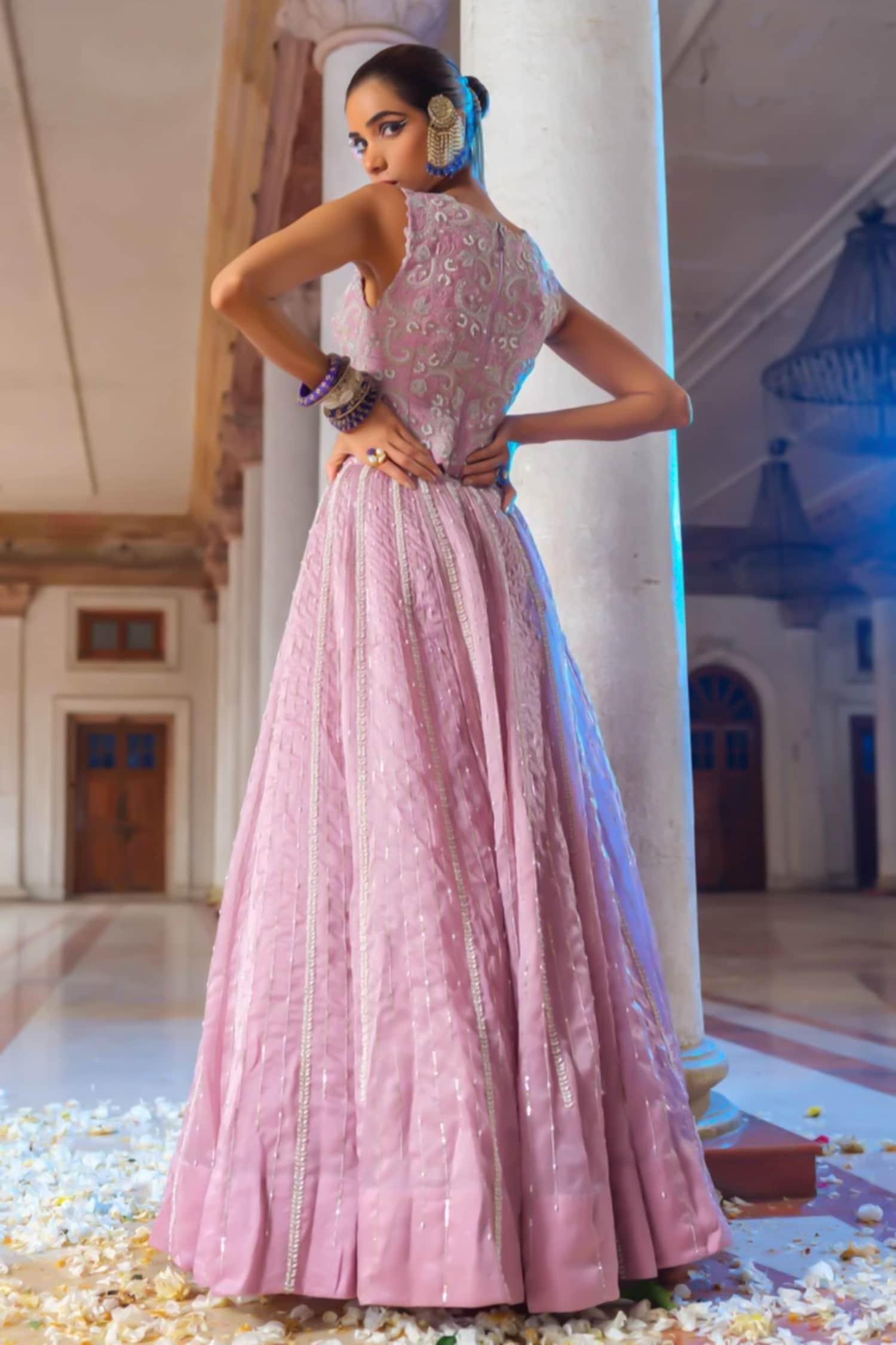 Purple , Silk Cut Work, Embroidery, Astron Ray Lehenga Set - Designer Kurta Set