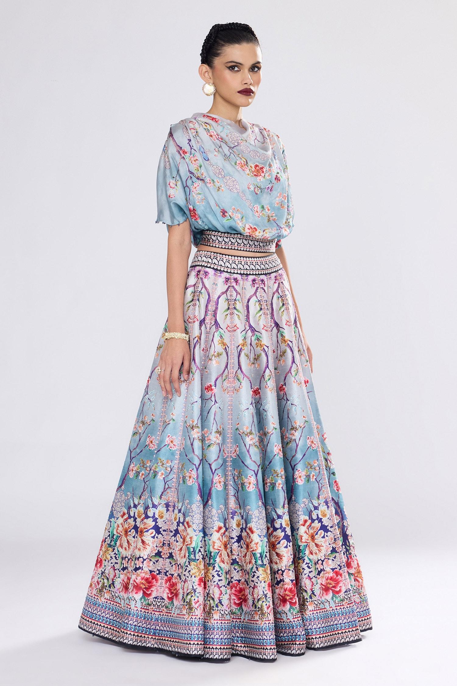Slate Varsha Leela With Blouse Crystallised Printed Set - Designer Kurta Set