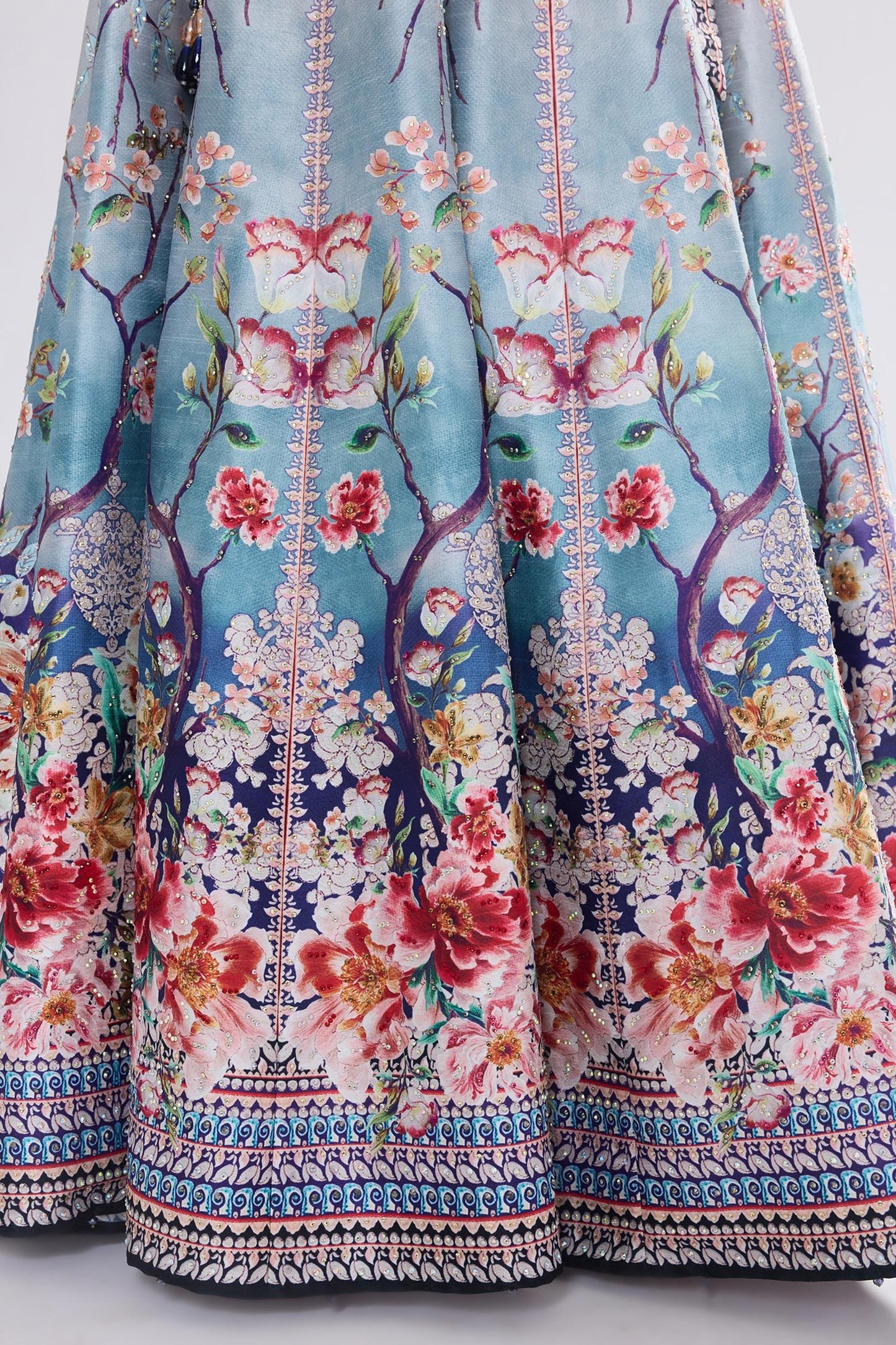 Slate Varsha Leela With Blouse Crystallised Printed Set - Designer Kurta Set