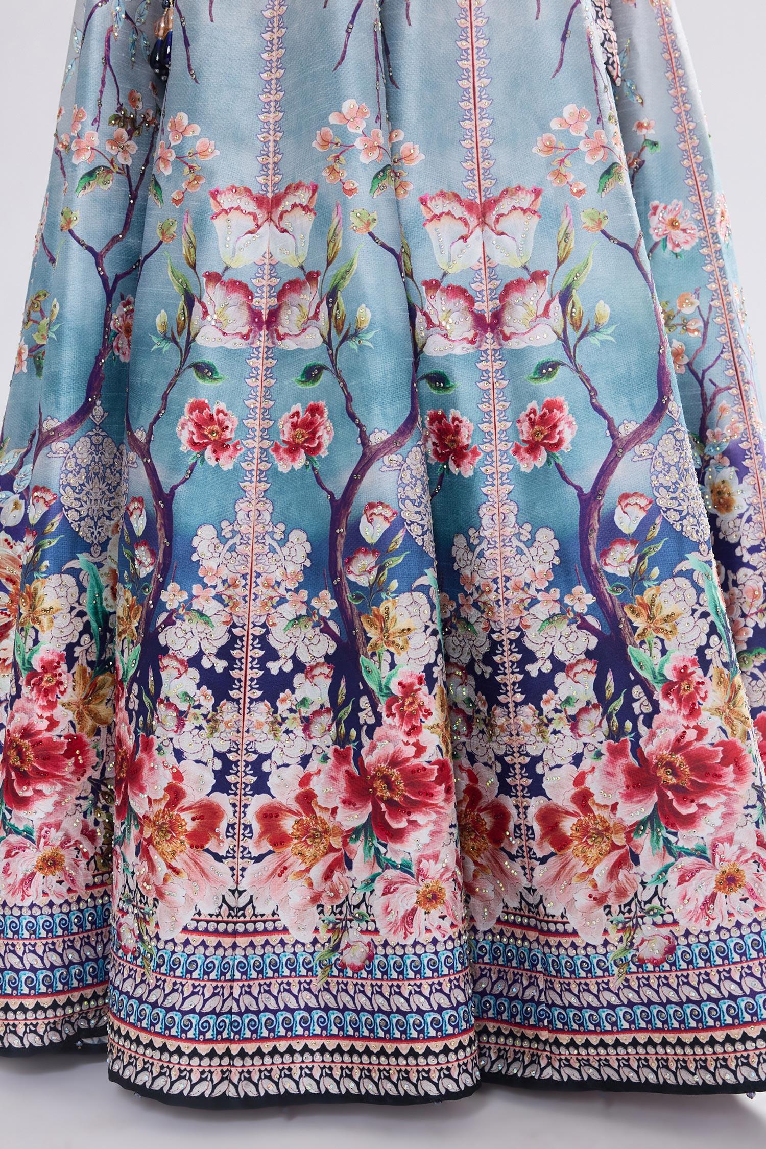 Slate Varsha Leela With Blouse Crystallised Printed Set - Designer Kurta Set