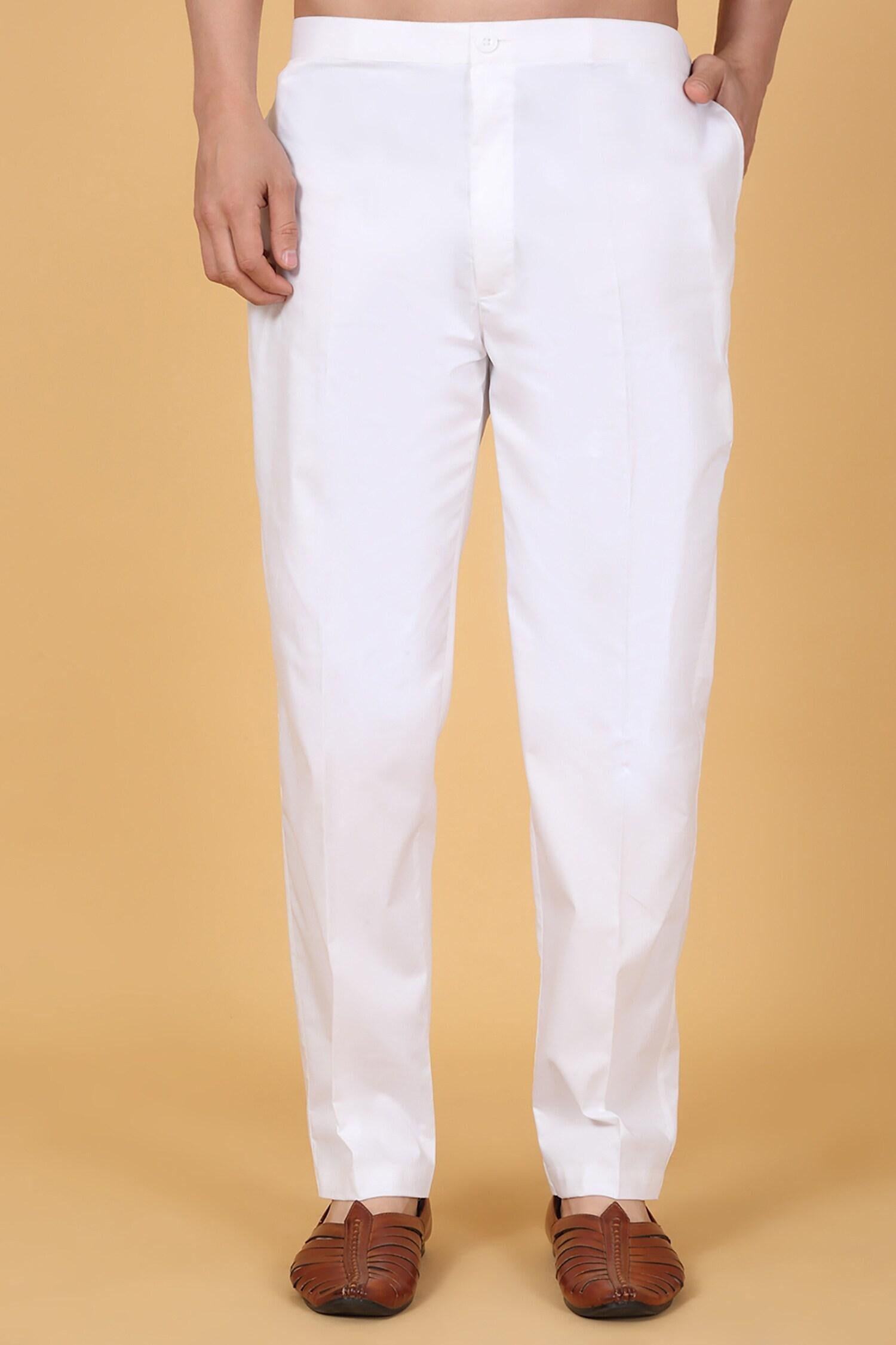 Kurta Set White Cotton Mirrors Embroidery